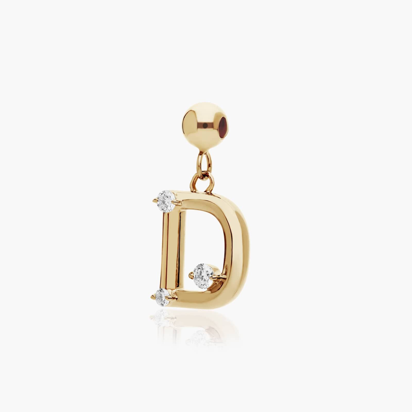 D Initial Lab-Grown Diamond Charm In 14K Yellow Gold By James Allen