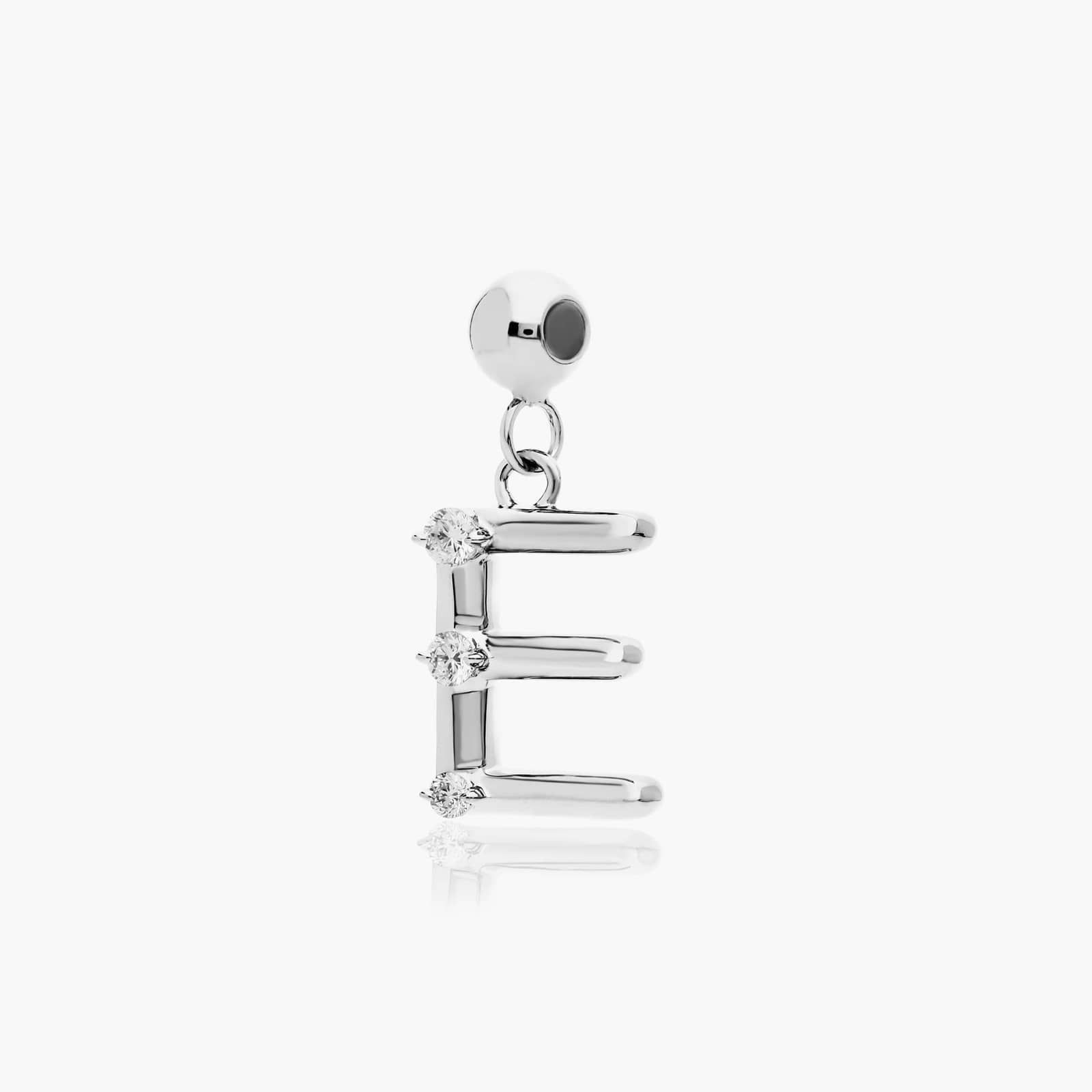 E Initial Lab-Grown Diamond Charm In 14K White Gold By James Allen