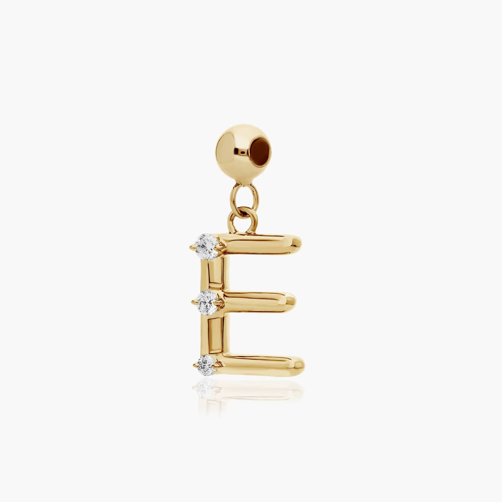 E Initial Lab-Grown Diamond Charm In 14K Yellow Gold By James Allen