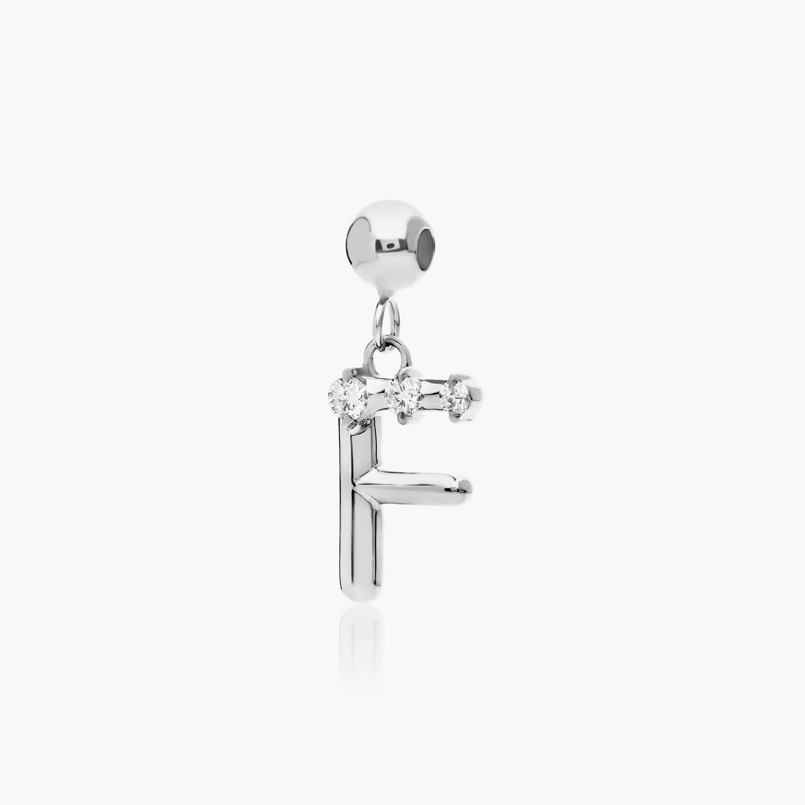 F Initial Lab-Grown Diamond Charm In 14K White Gold By James Allen