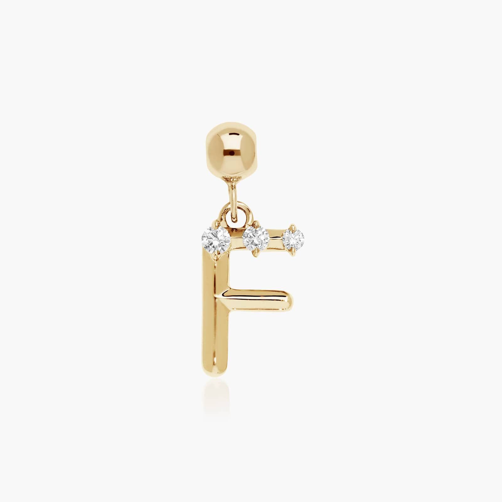 F Initial Lab-Grown Diamond Charm In 14K Yellow Gold By James Allen