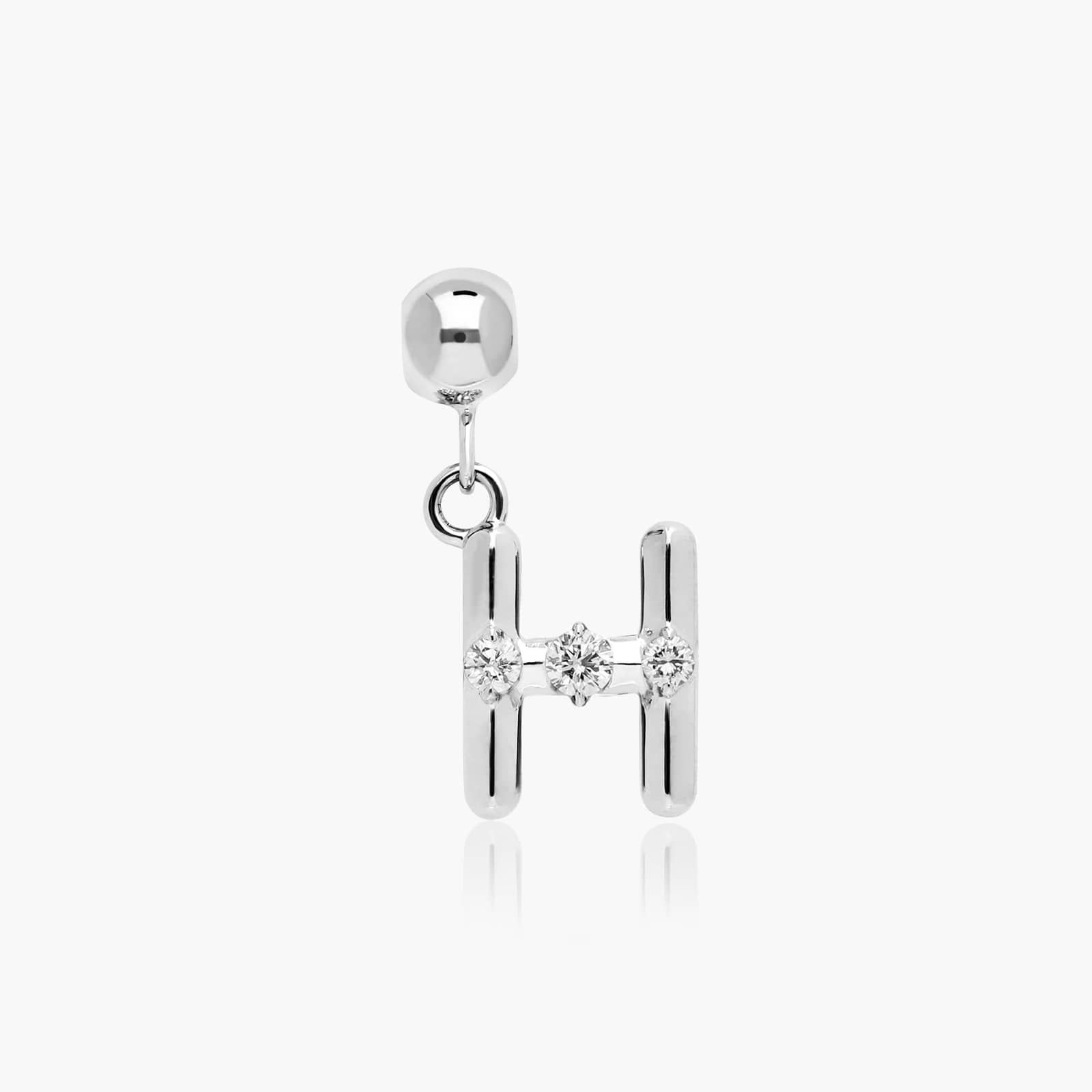 H Initial Lab-Grown Diamond Charm In 14K White Gold By James Allen