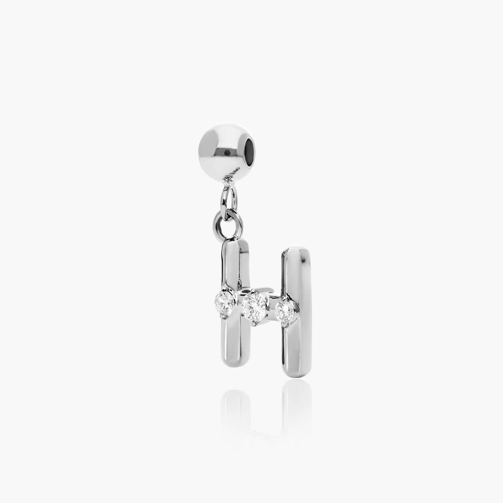 H Initial Lab-Grown Diamond Charm In 14K White Gold By James Allen