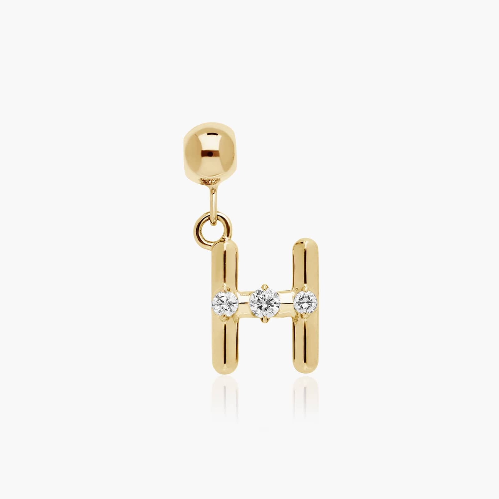 H Initial Lab-Grown Diamond Charm In 14K Yellow Gold By James Allen