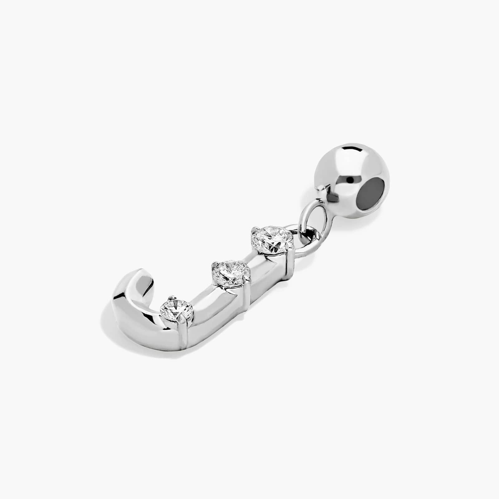 J Initial Lab-Grown Diamond Charm In 14K White Gold By James Allen