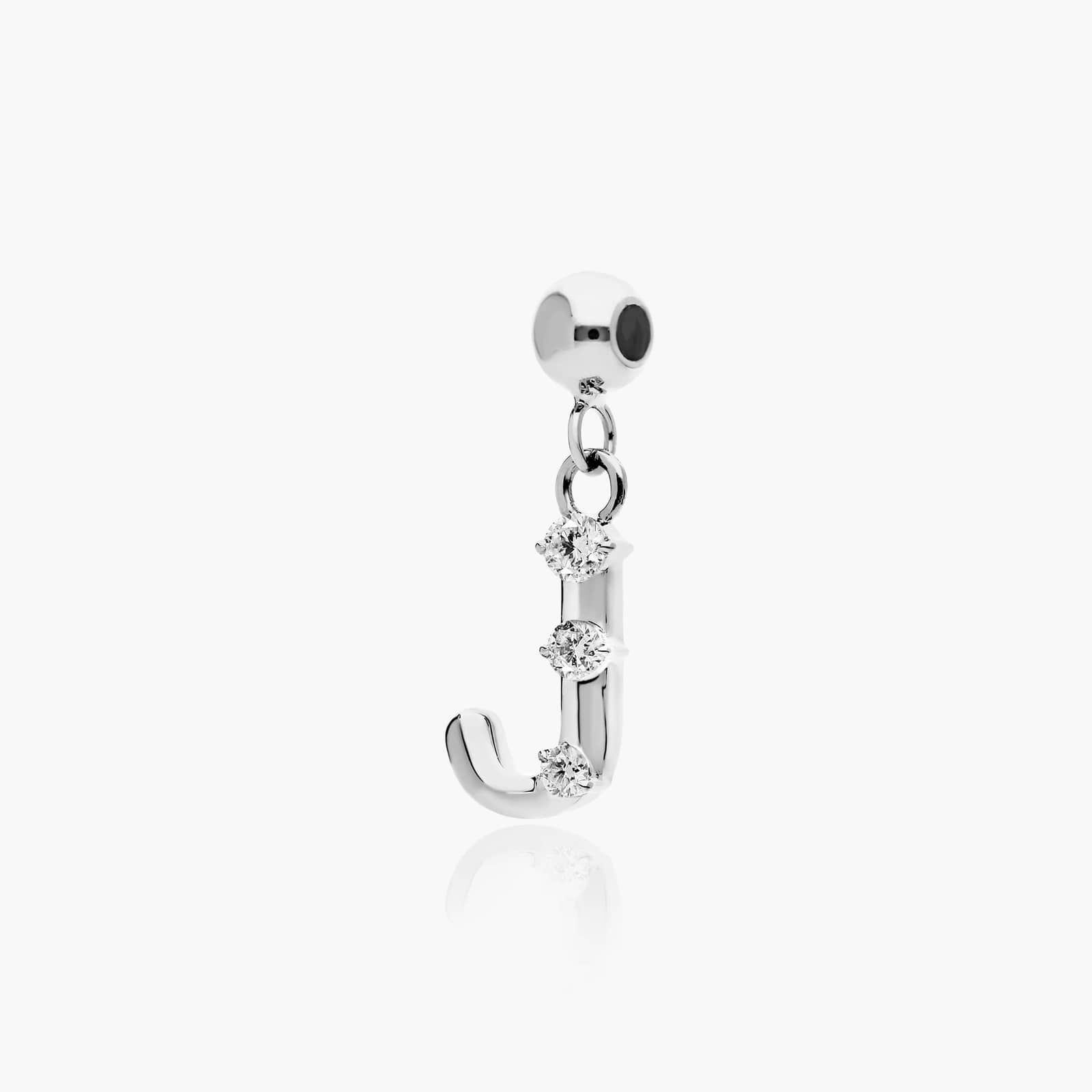 J Initial Lab-Grown Diamond Charm In 14K White Gold By James Allen