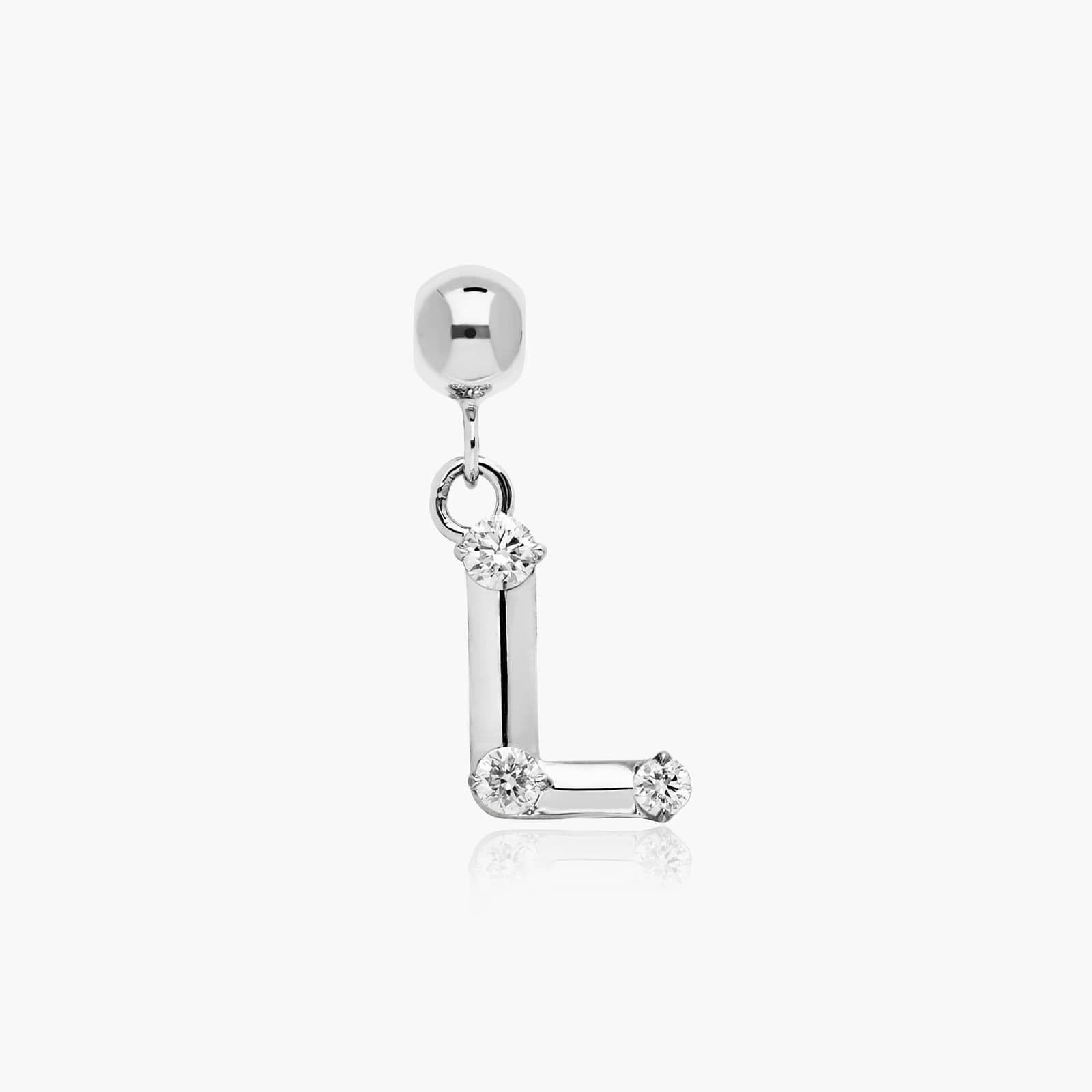 L Initial Lab-Grown Diamond Charm In 14K White Gold By James Allen