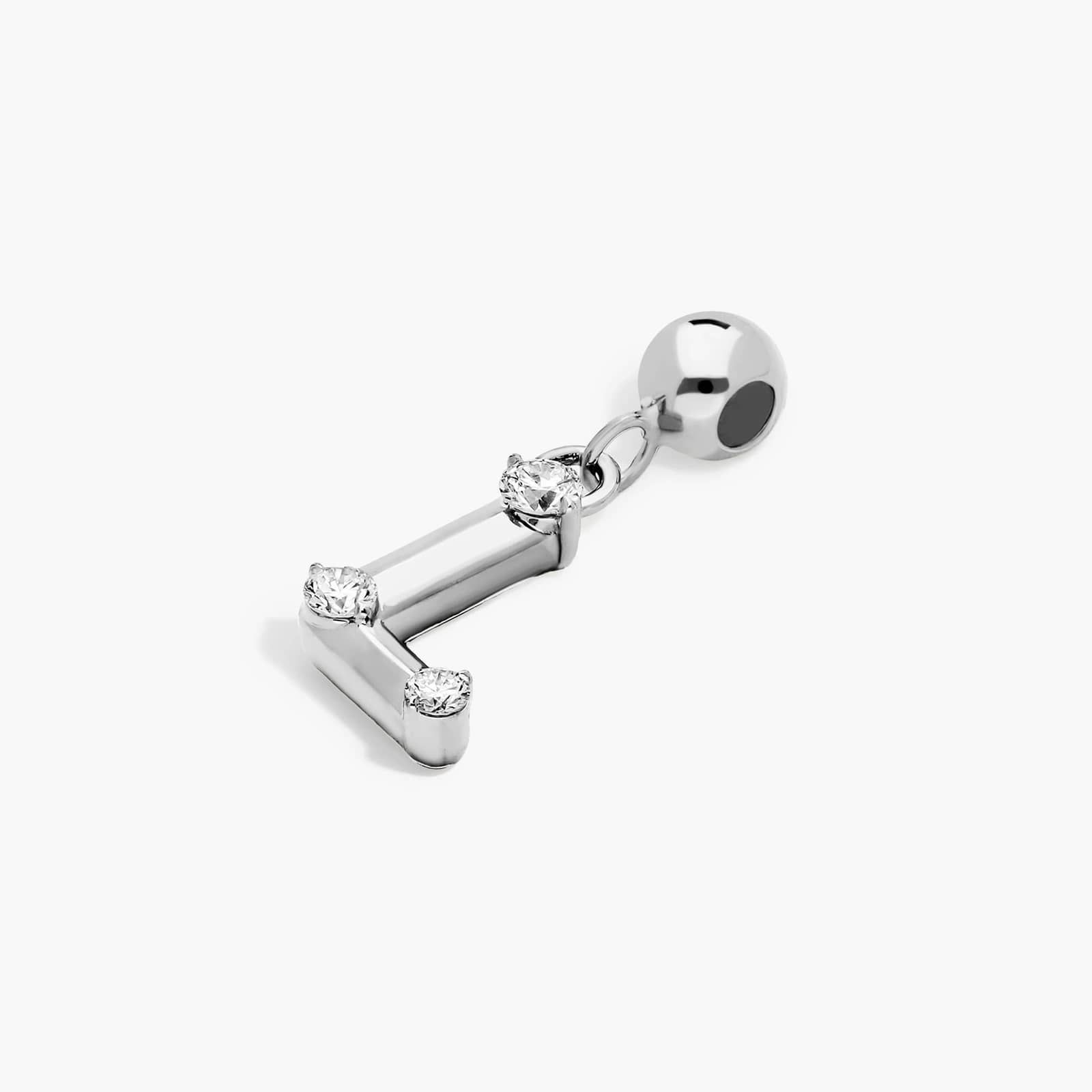 L Initial Lab-Grown Diamond Charm In 14K White Gold By James Allen