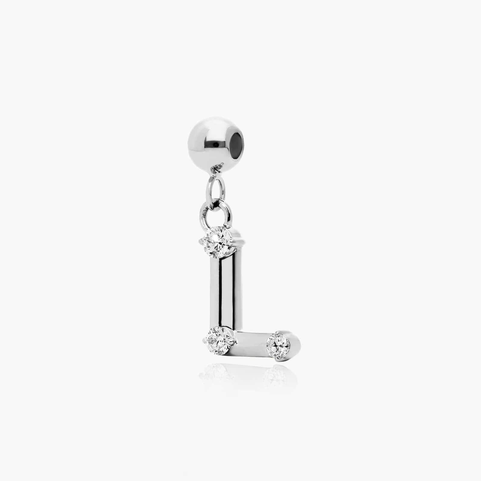L Initial Lab-Grown Diamond Charm In 14K White Gold By James Allen