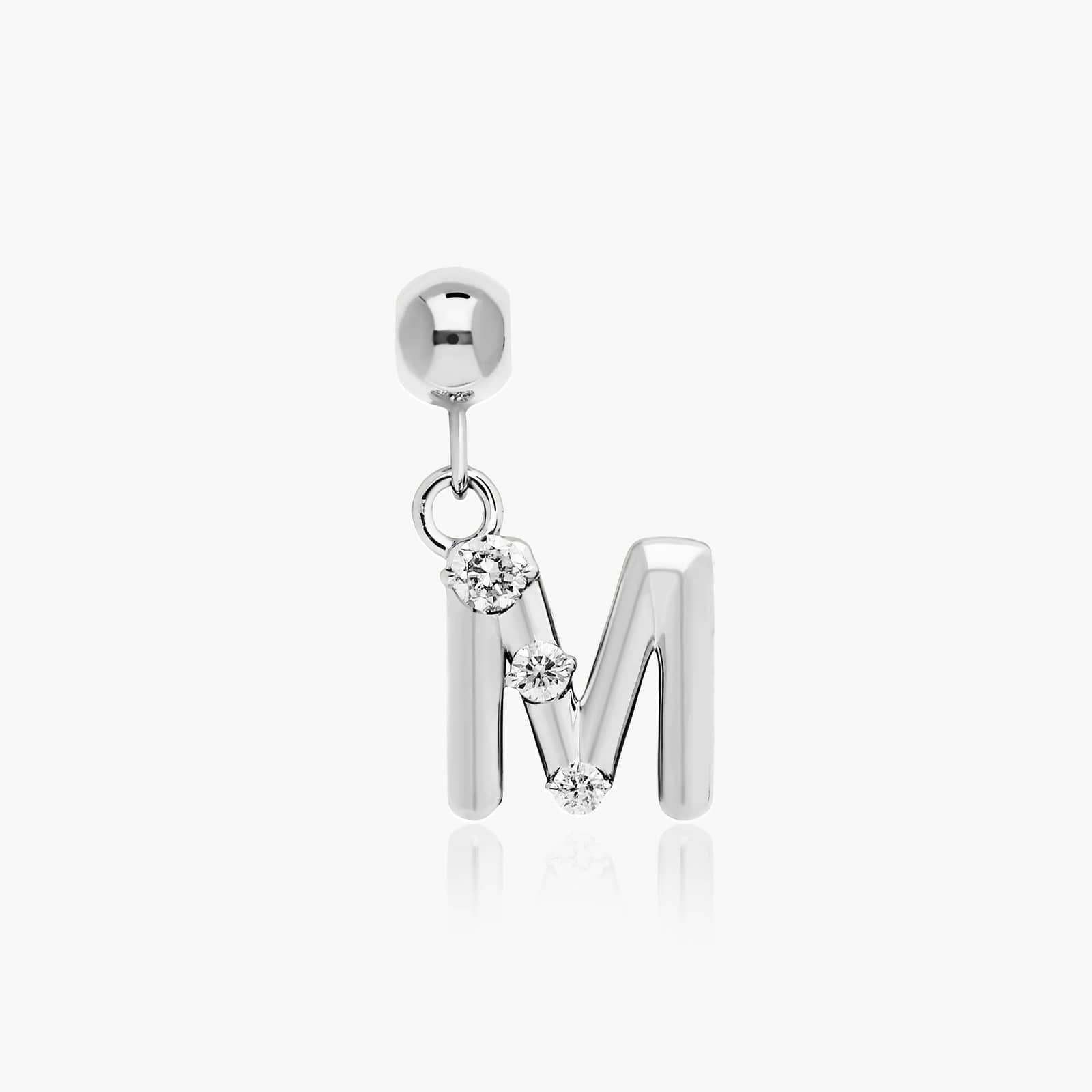 M Initial Lab-Grown Diamond Charm In 14K White Gold By James Allen