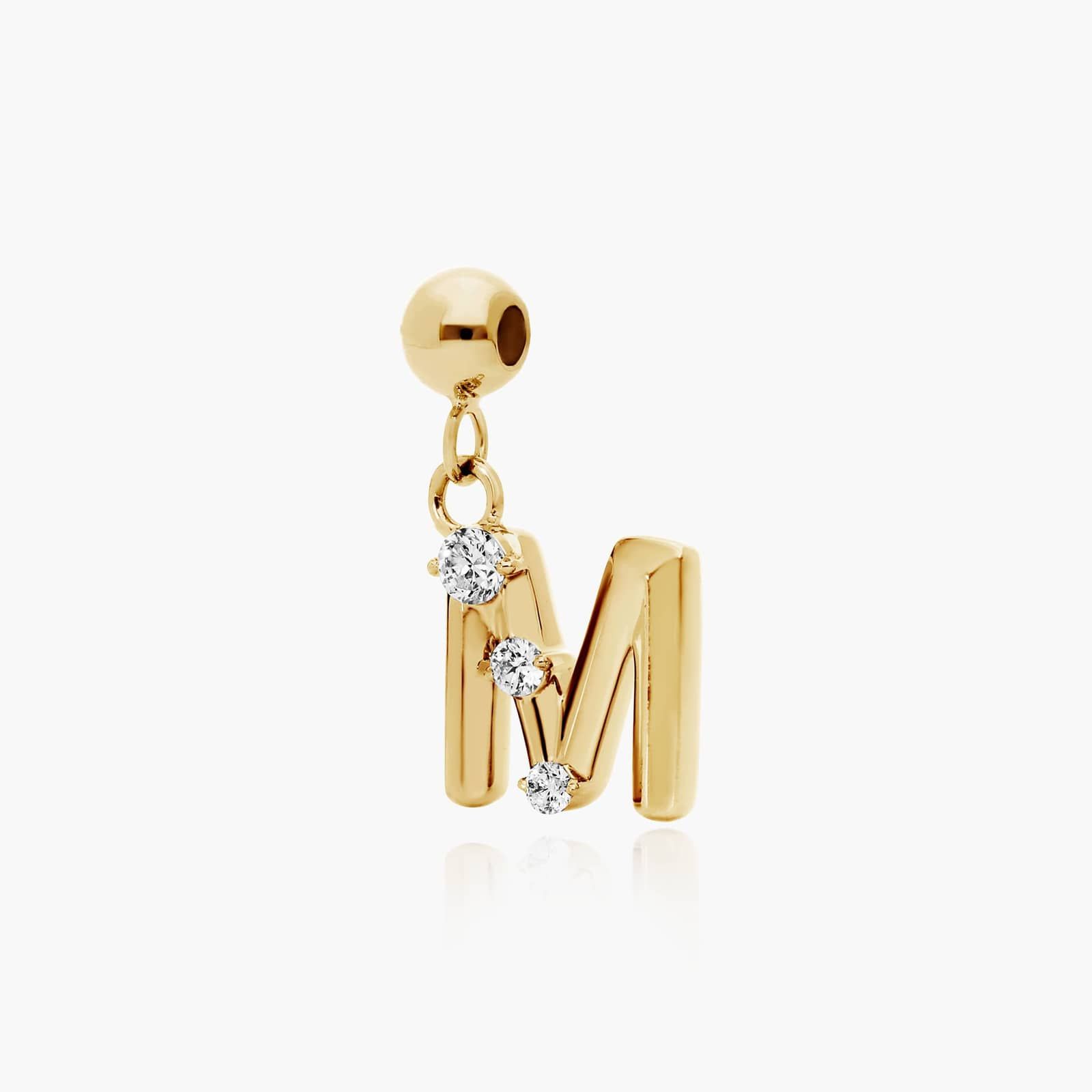 M Initial Lab-Grown Diamond Charm In 14K Yellow Gold By James Allen