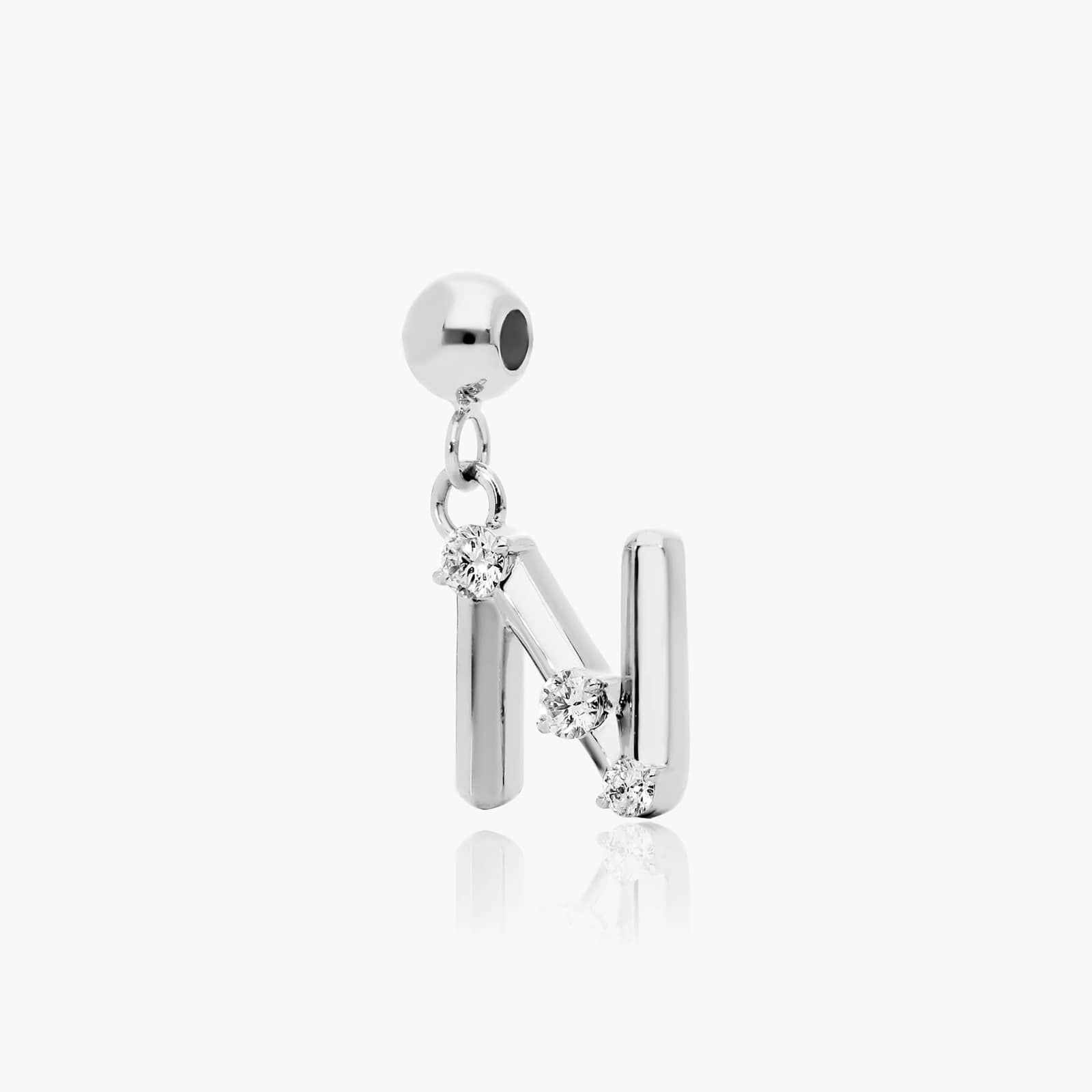 N Initial Lab-Grown Diamond Charm In 14K White Gold By James Allen