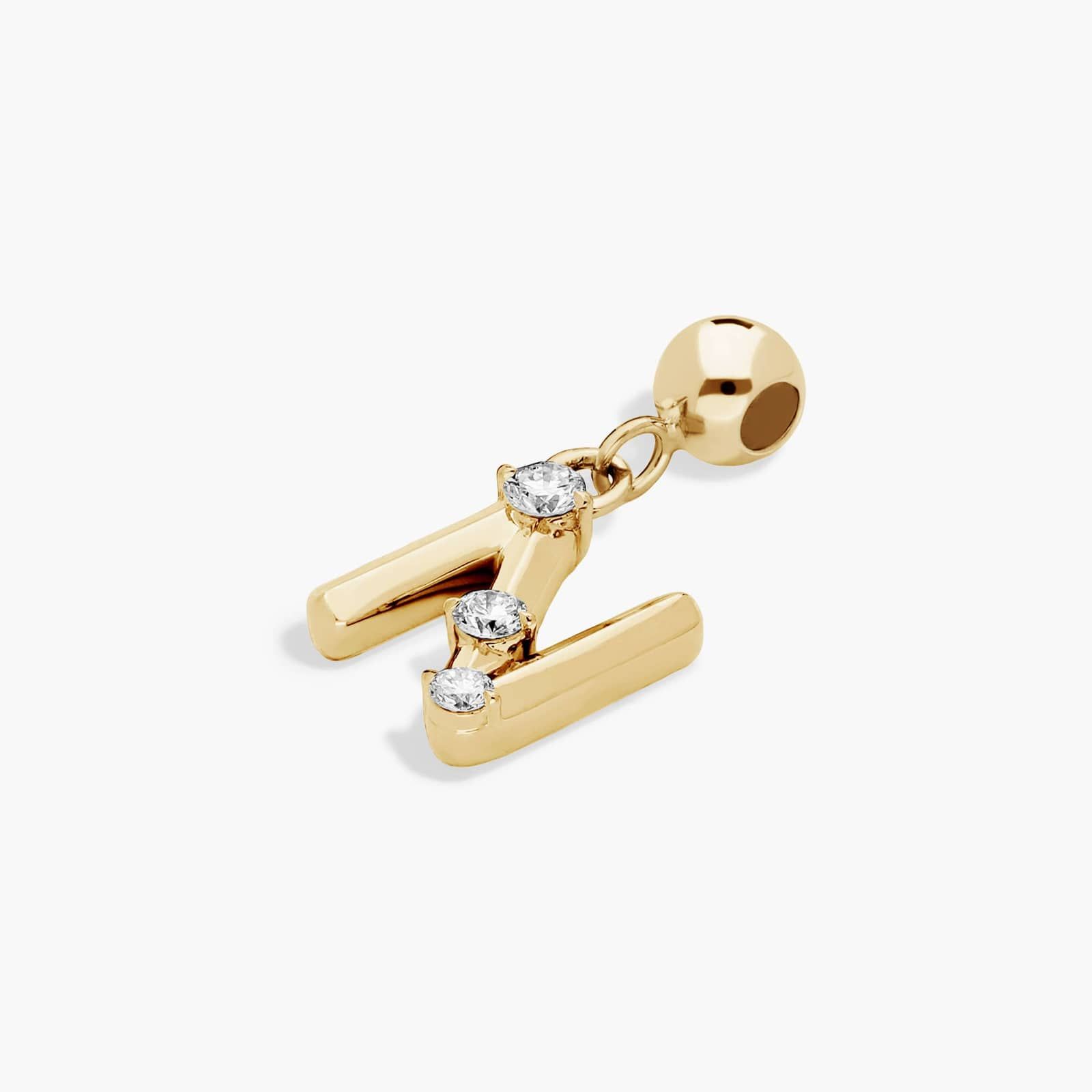 N Initial Lab-Grown Diamond Charm In 14K Yellow Gold By James Allen