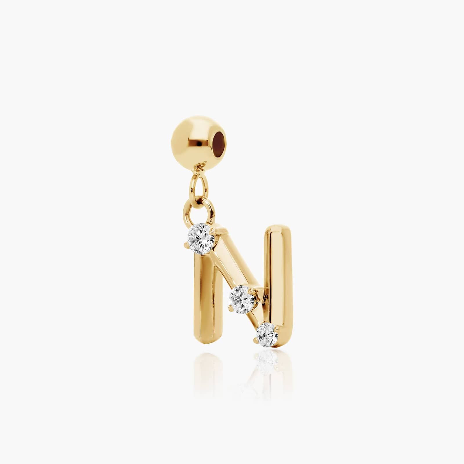 N Initial Lab-Grown Diamond Charm In 14K Yellow Gold By James Allen