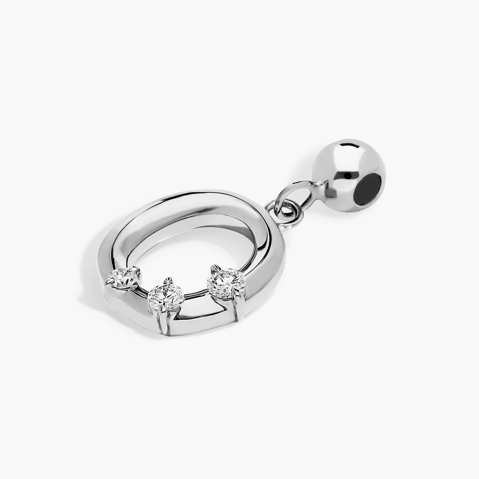 O Initial Lab-Grown Diamond Charm In 14K White Gold By James Allen