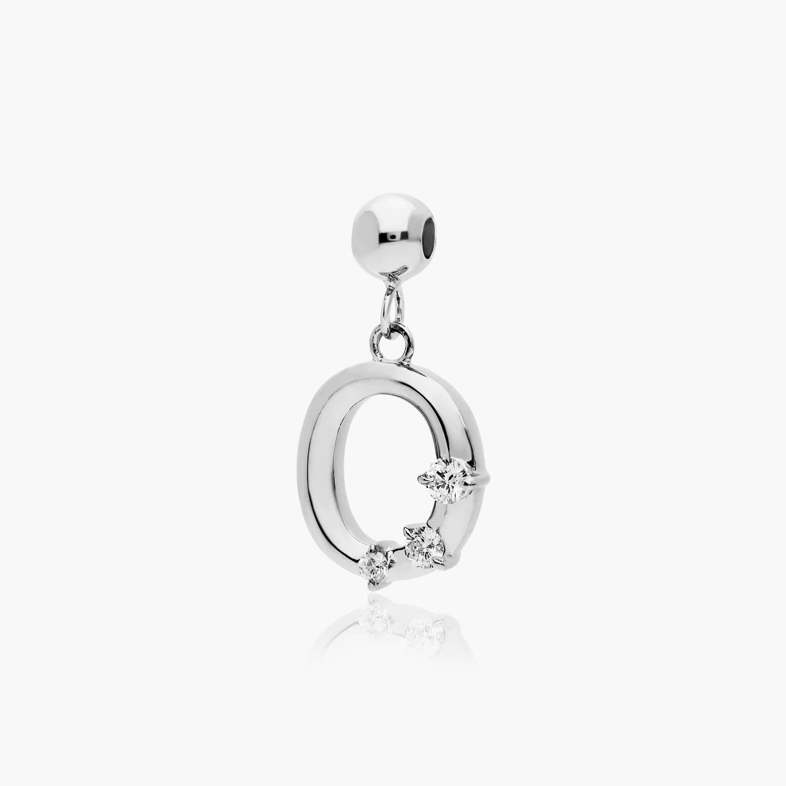 O Initial Lab-Grown Diamond Charm In 14K White Gold By James Allen