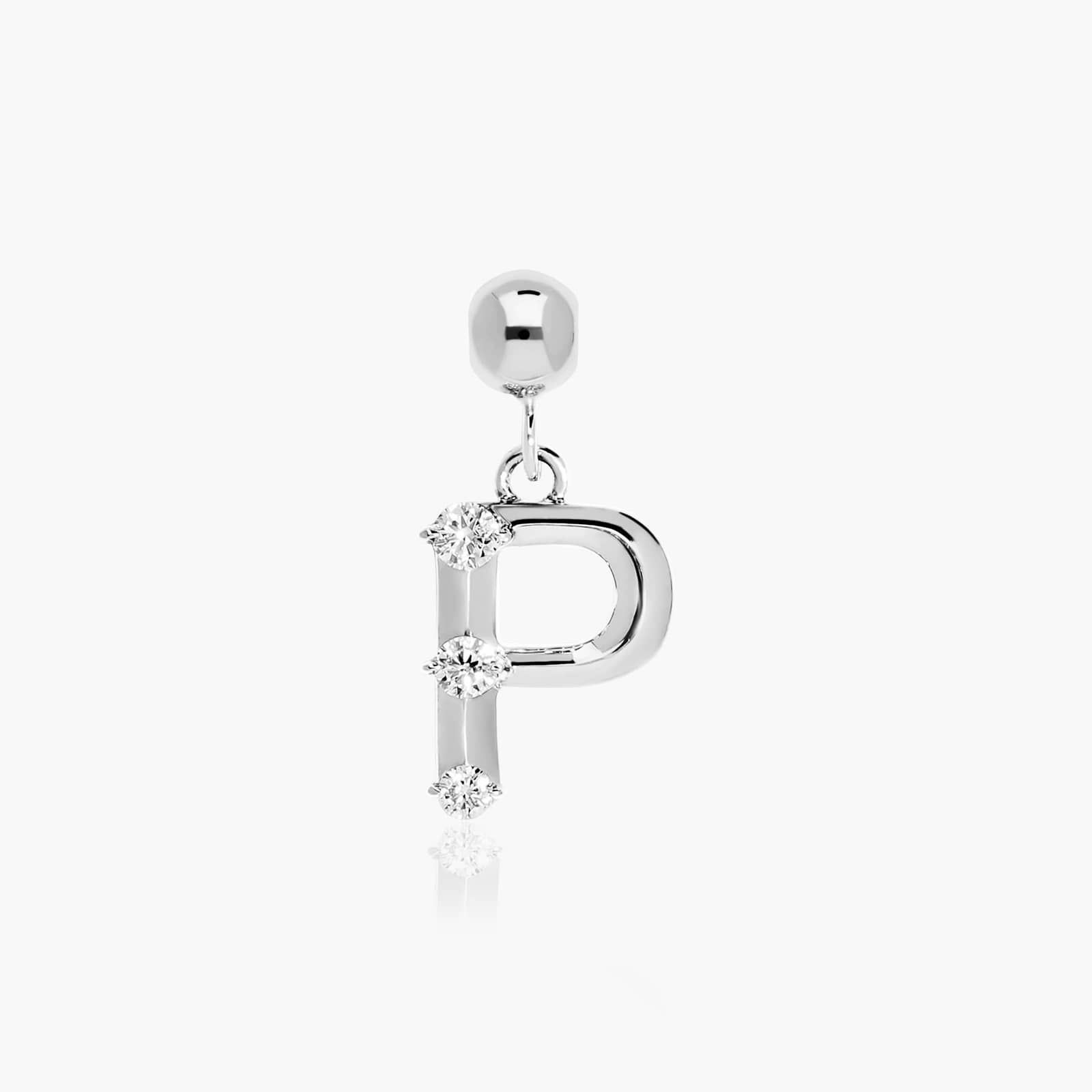 P Initial Lab-Grown Diamond Charm In 14K White Gold By James Allen