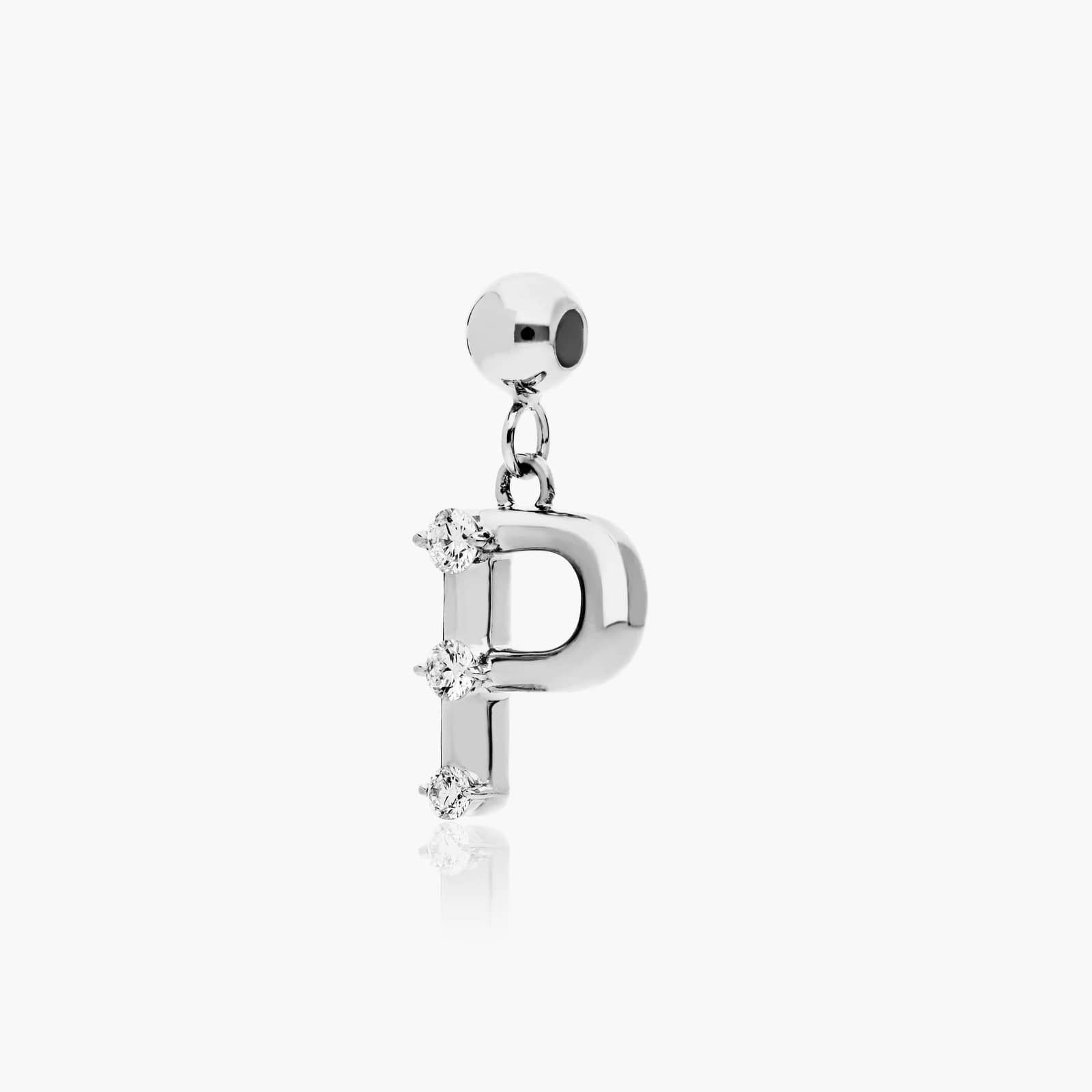 P Initial Lab-Grown Diamond Charm In 14K White Gold By James Allen