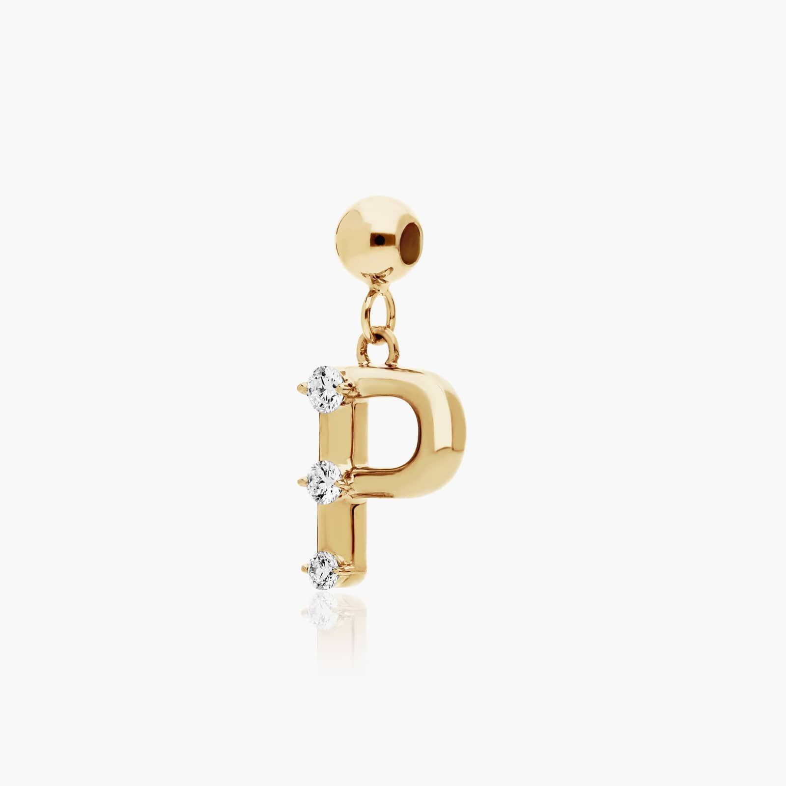 P Initial Lab-Grown Diamond Charm In 14K Yellow Gold By James Allen