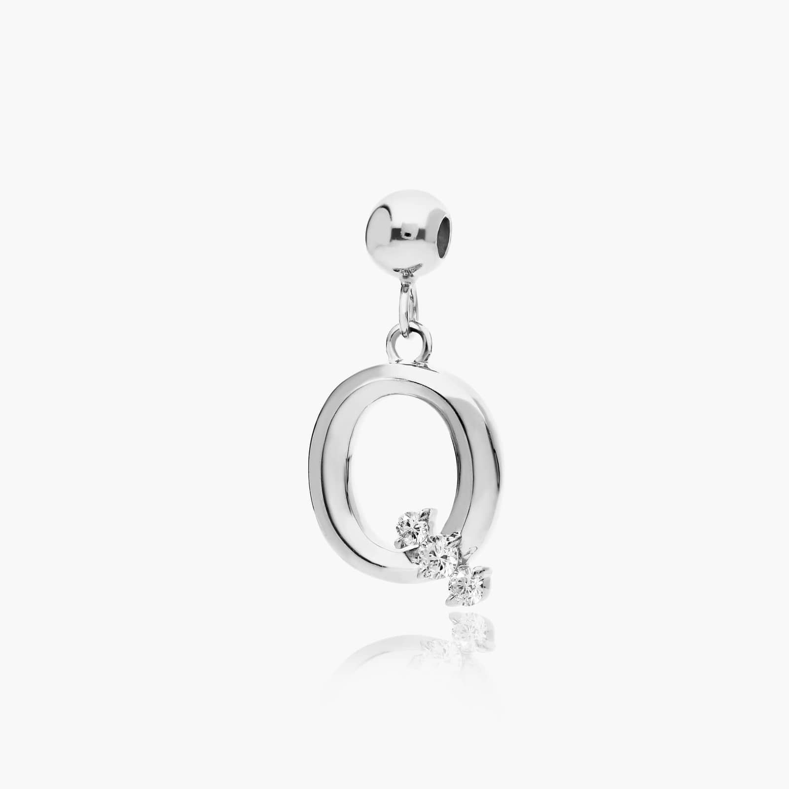 Q Initial Lab-Grown Diamond Charm In 14K White Gold By James Allen