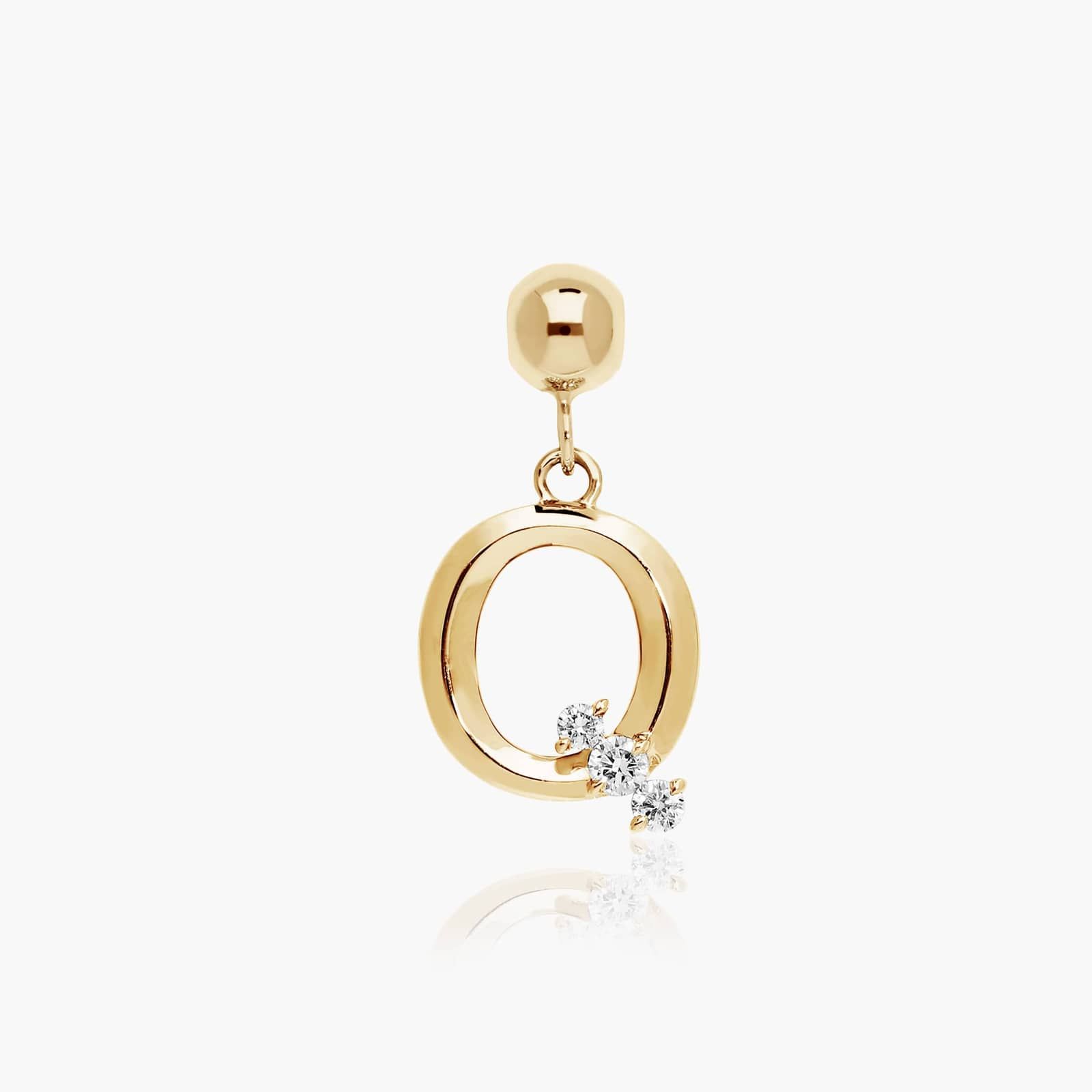 Q Initial Lab-Grown Diamond Charm In 14K Yellow Gold By James Allen