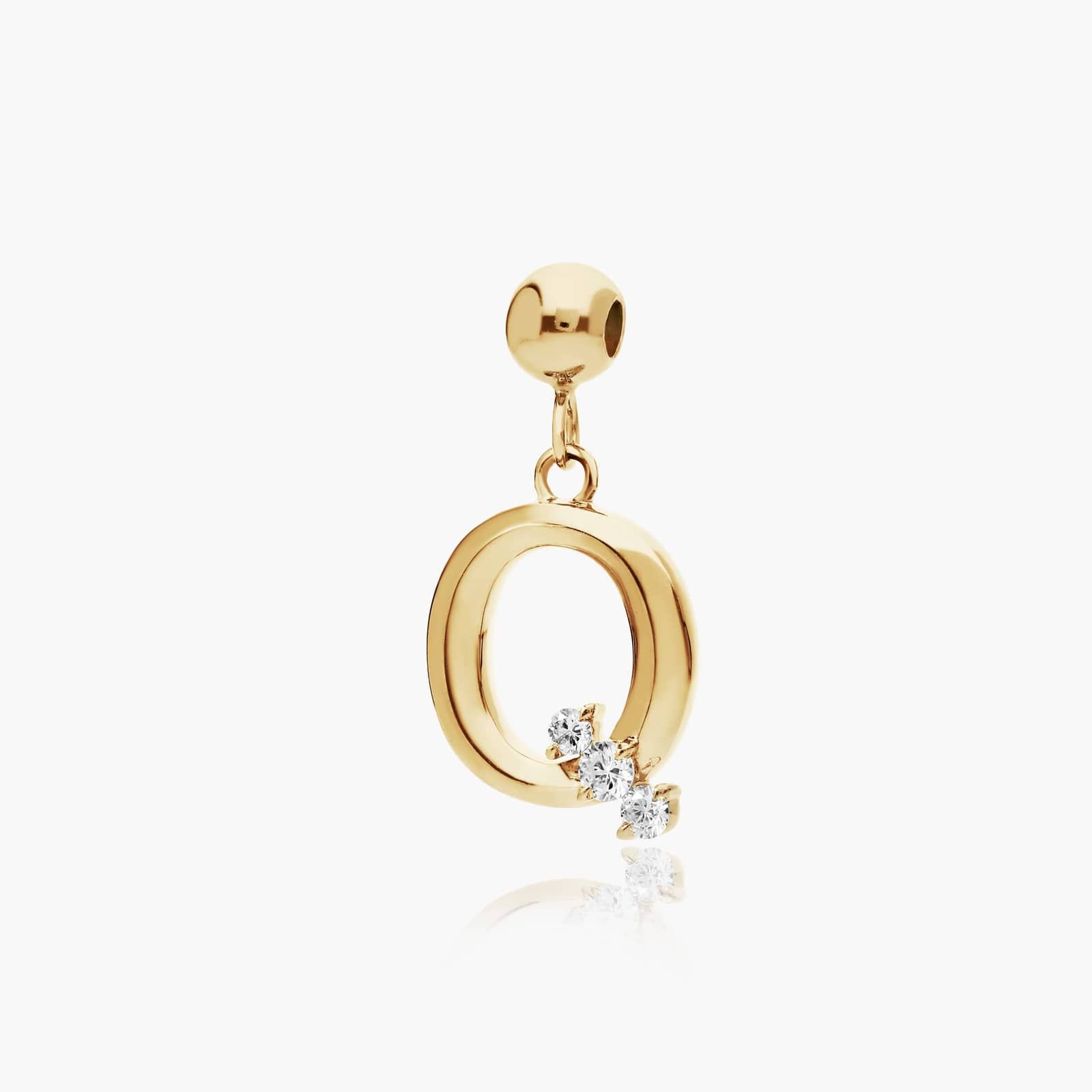 Q Initial Lab-Grown Diamond Charm In 14K Yellow Gold By James Allen