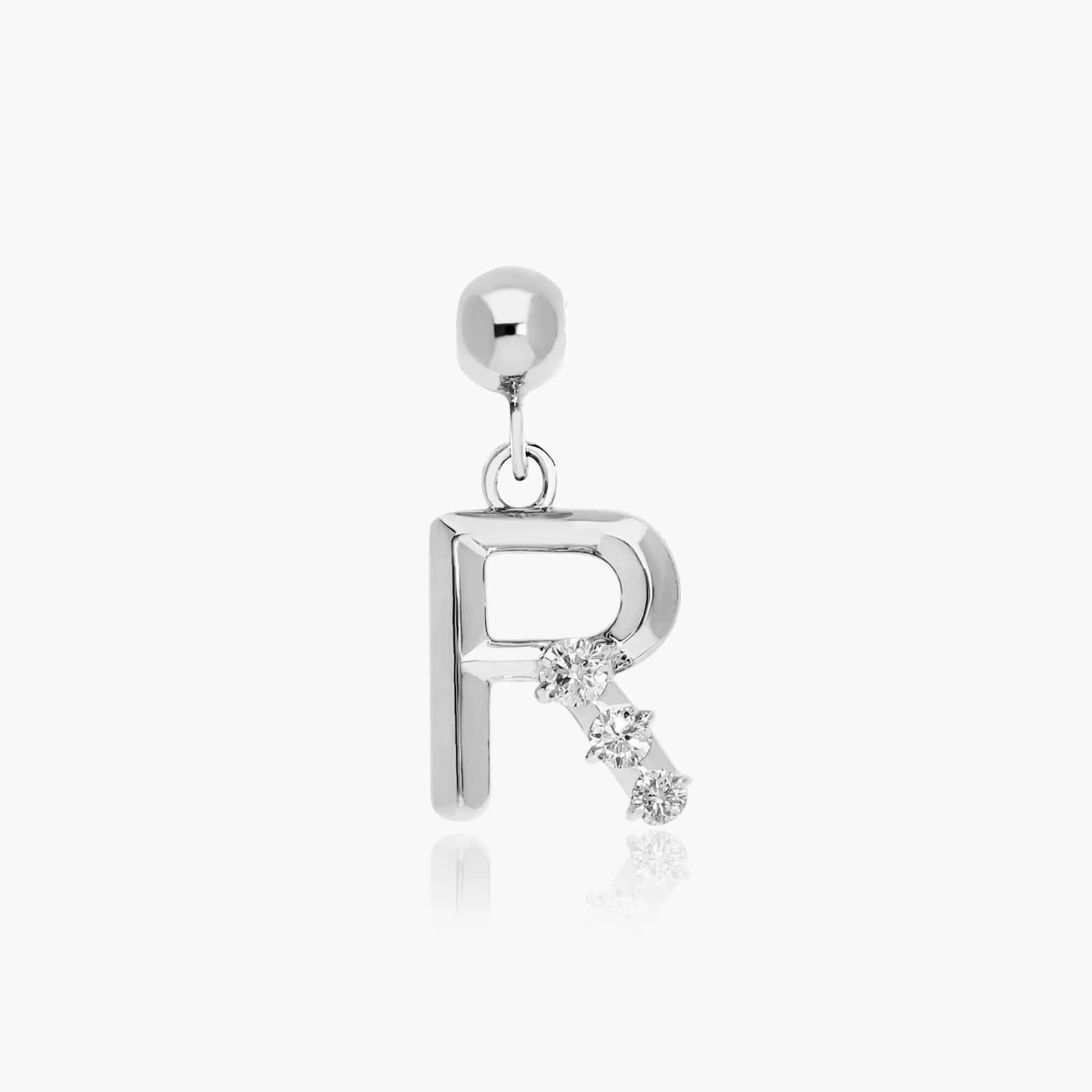 R Initial Lab-Grown Diamond Charm In 14K White Gold By James Allen