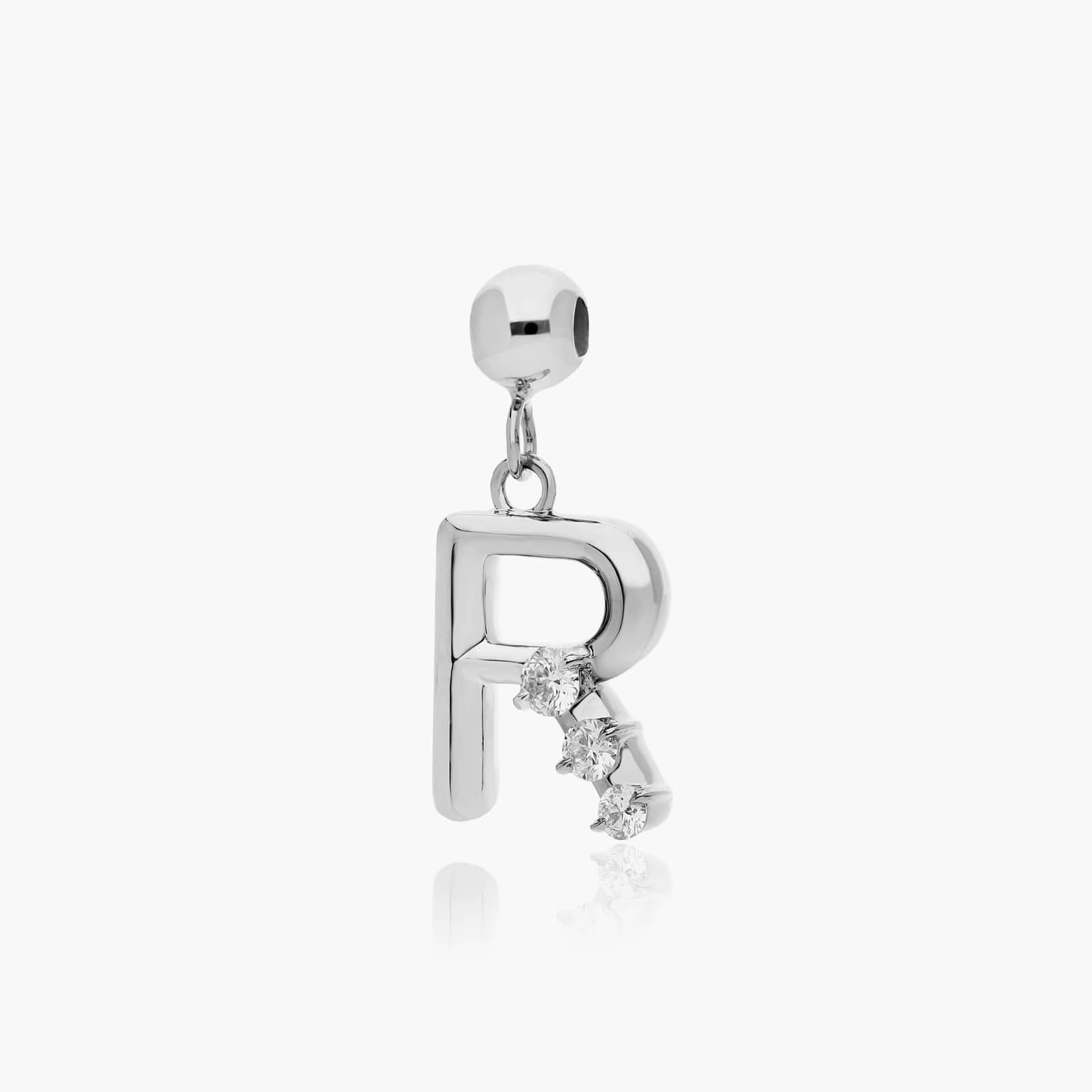 R Initial Lab-Grown Diamond Charm In 14K White Gold By James Allen