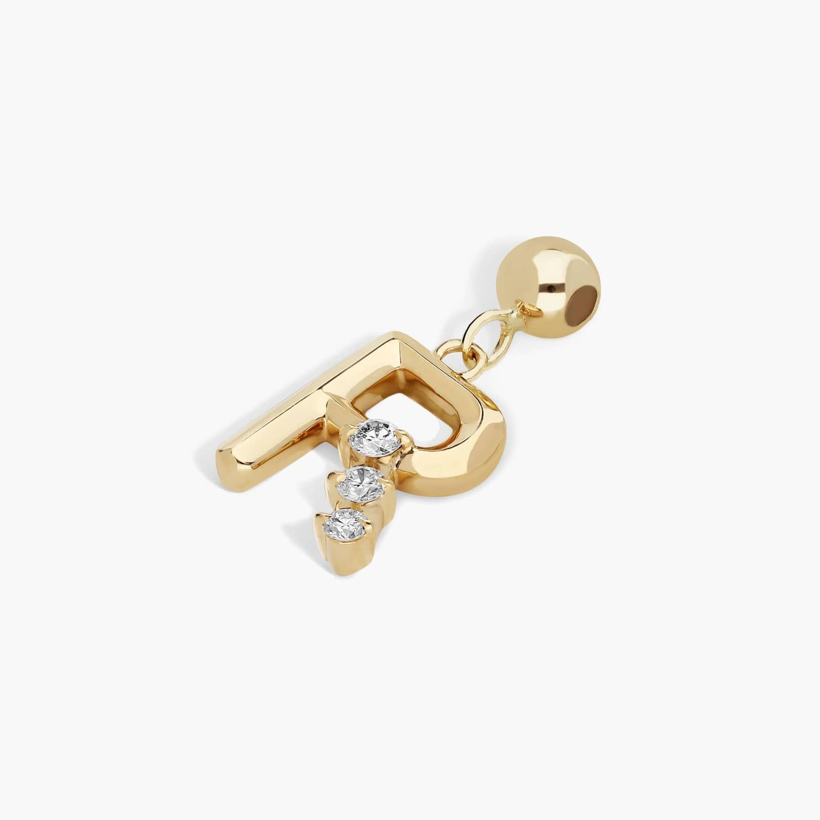 R Initial Lab-Grown Diamond Charm In 14K Yellow Gold By James Allen