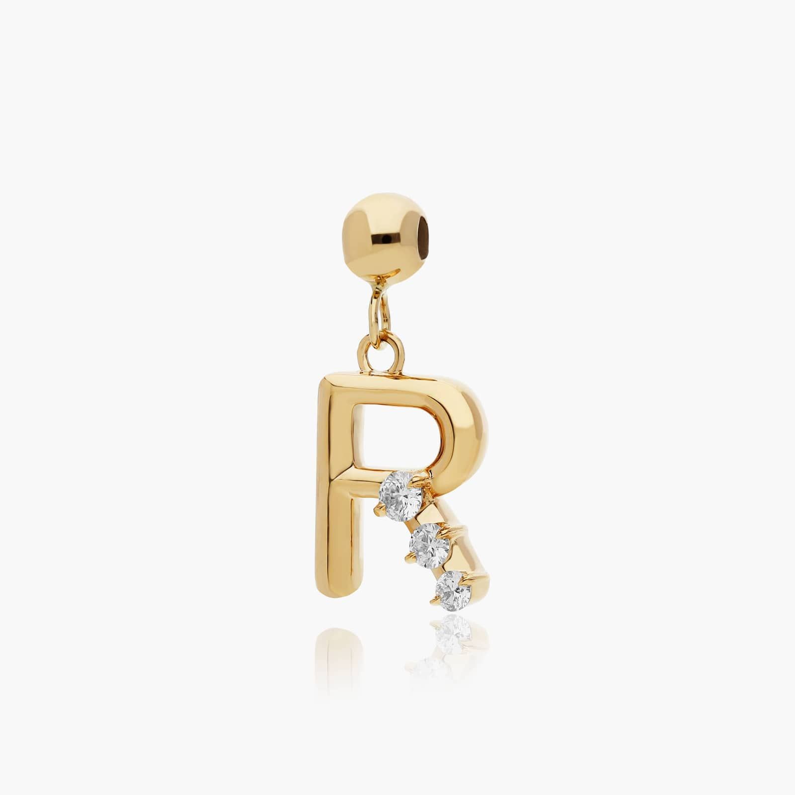 R Initial Lab-Grown Diamond Charm In 14K Yellow Gold By James Allen