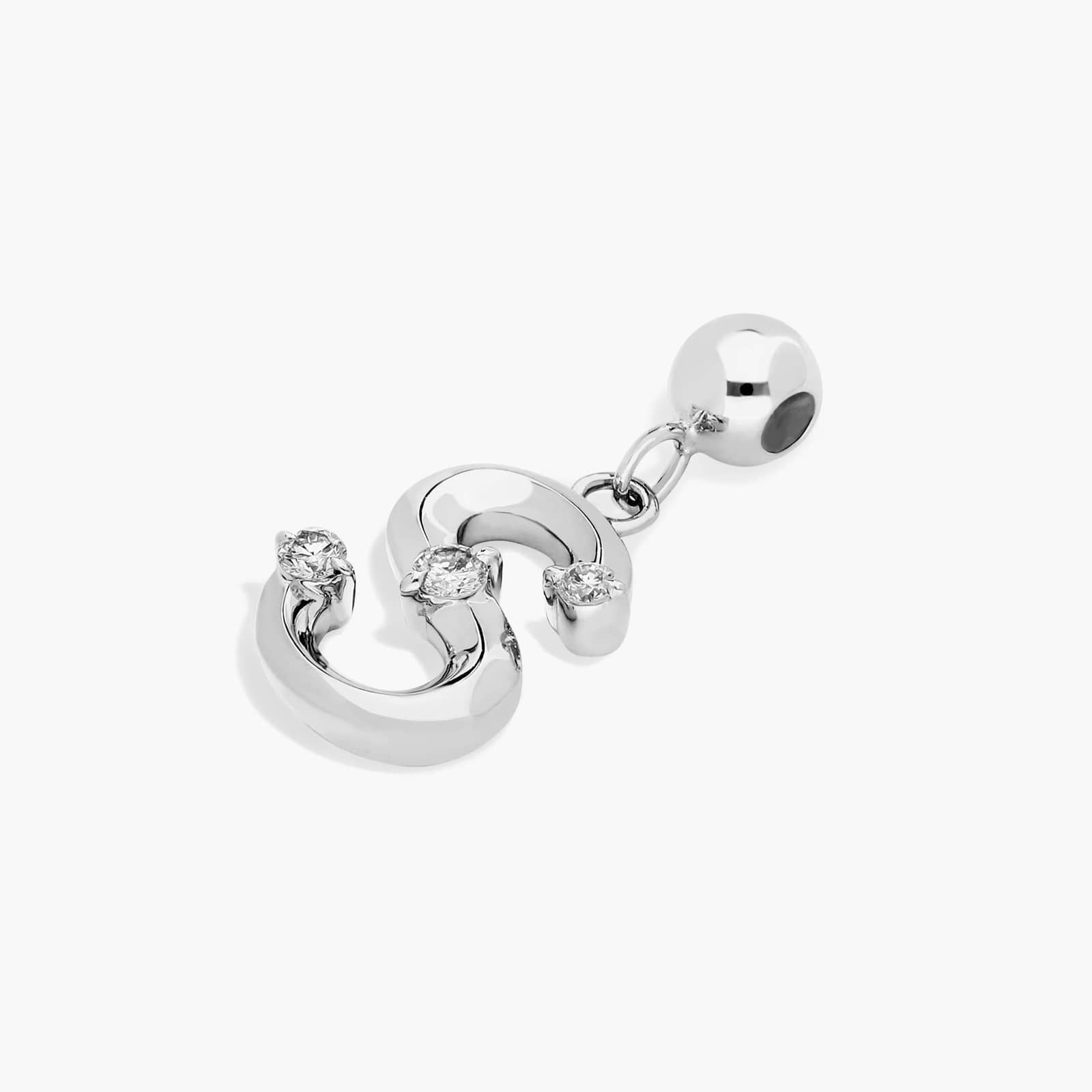 S Initial Lab-Grown Diamond Charm In 14K White Gold By James Allen