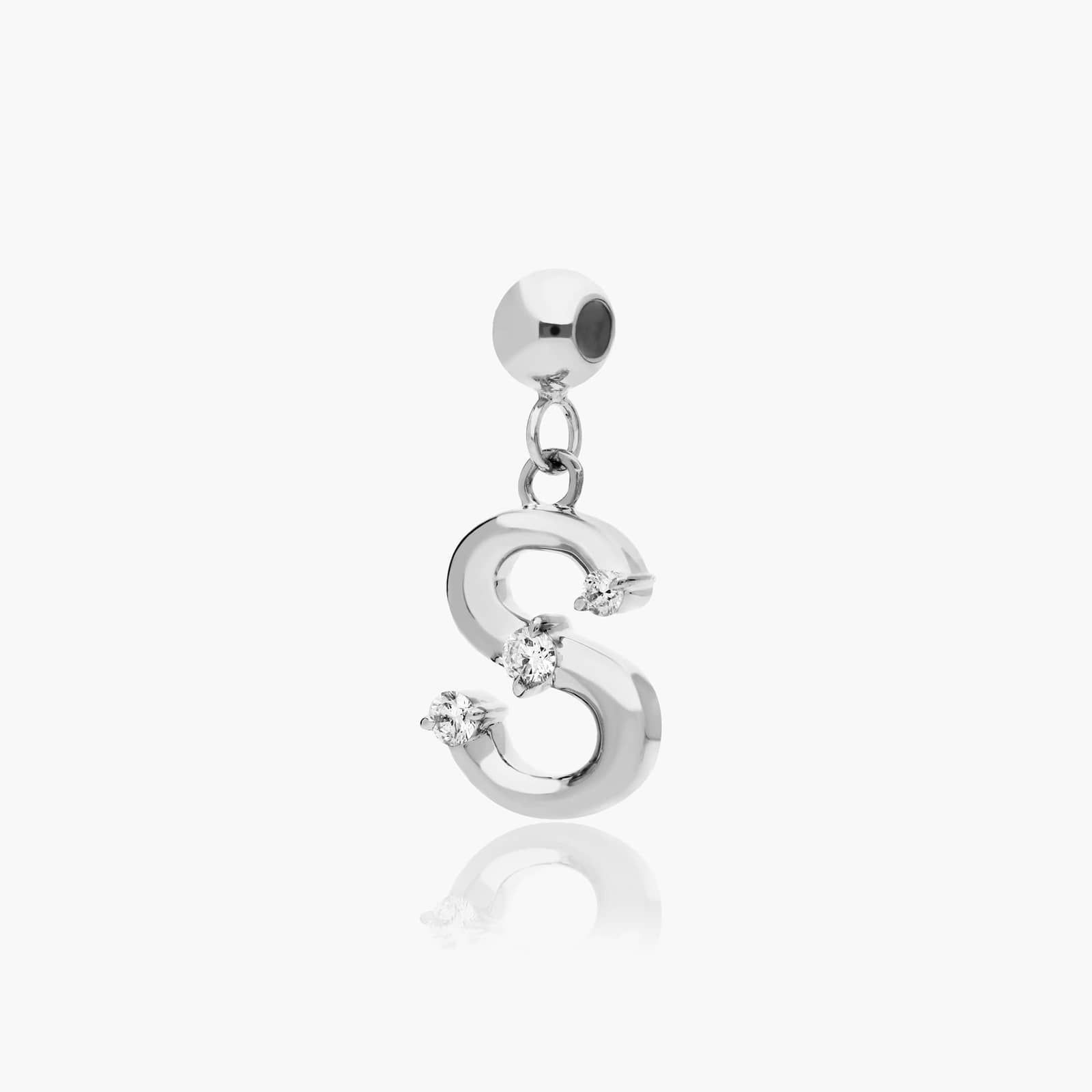 S Initial Lab-Grown Diamond Charm In 14K White Gold By James Allen
