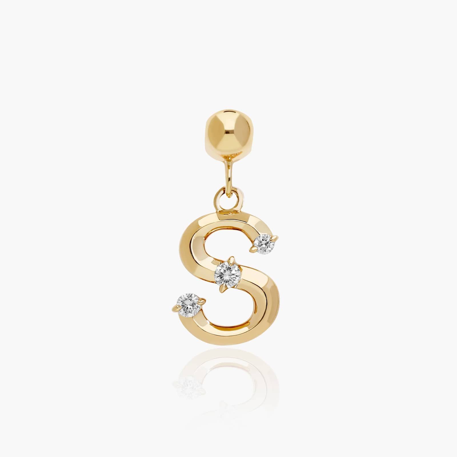 S Initial Lab-Grown Diamond Charm In 14K Yellow Gold By James Allen
