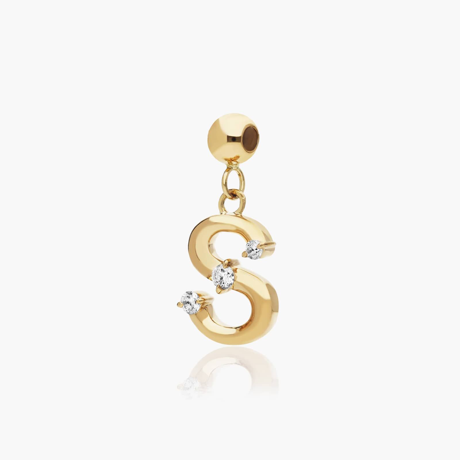 S Initial Lab-Grown Diamond Charm In 14K Yellow Gold By James Allen