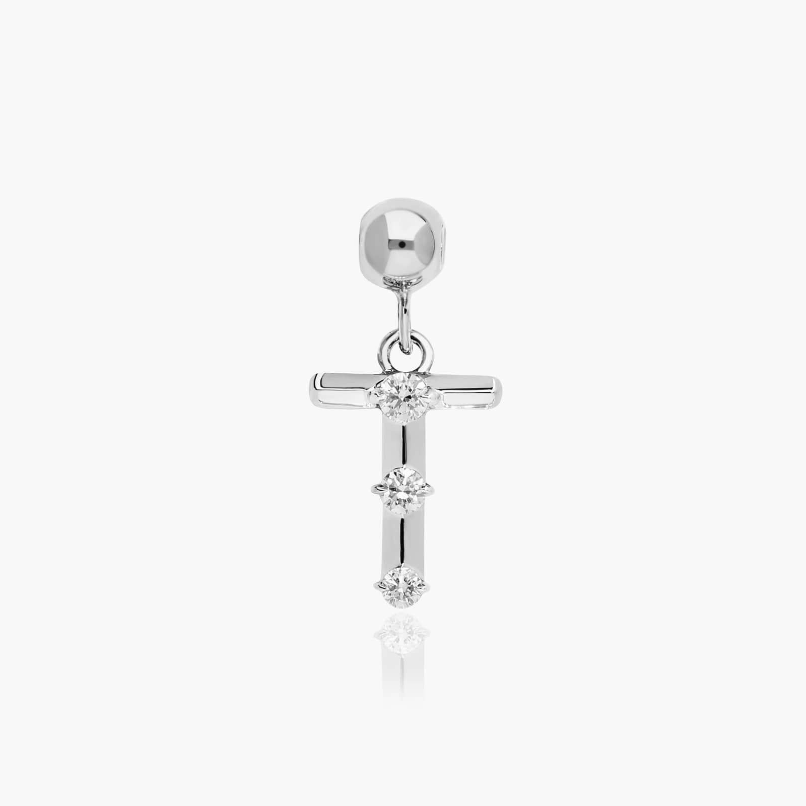 T Initial Lab-Grown Diamond Charm In 14K White Gold By James Allen
