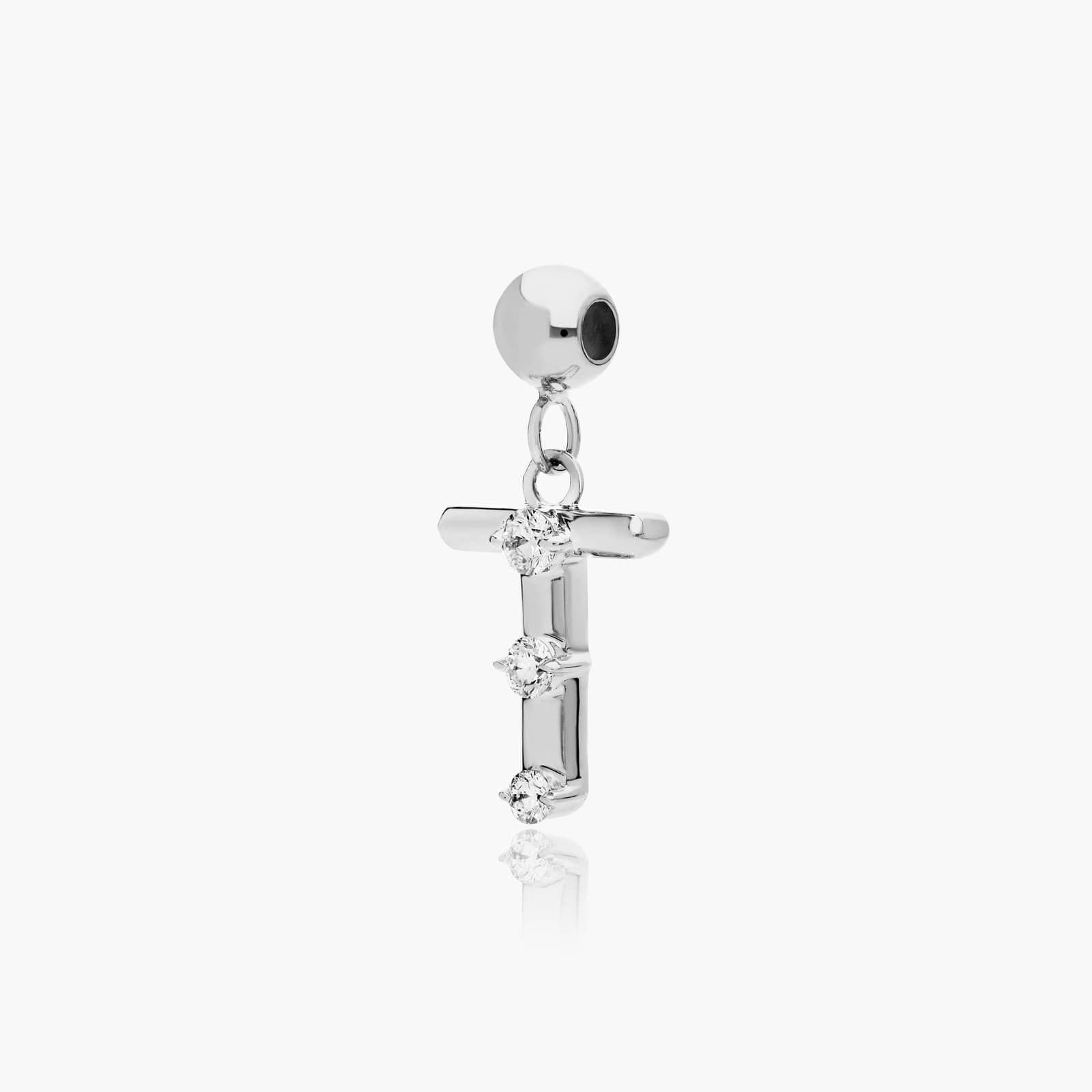T Initial Lab-Grown Diamond Charm In 14K White Gold By James Allen
