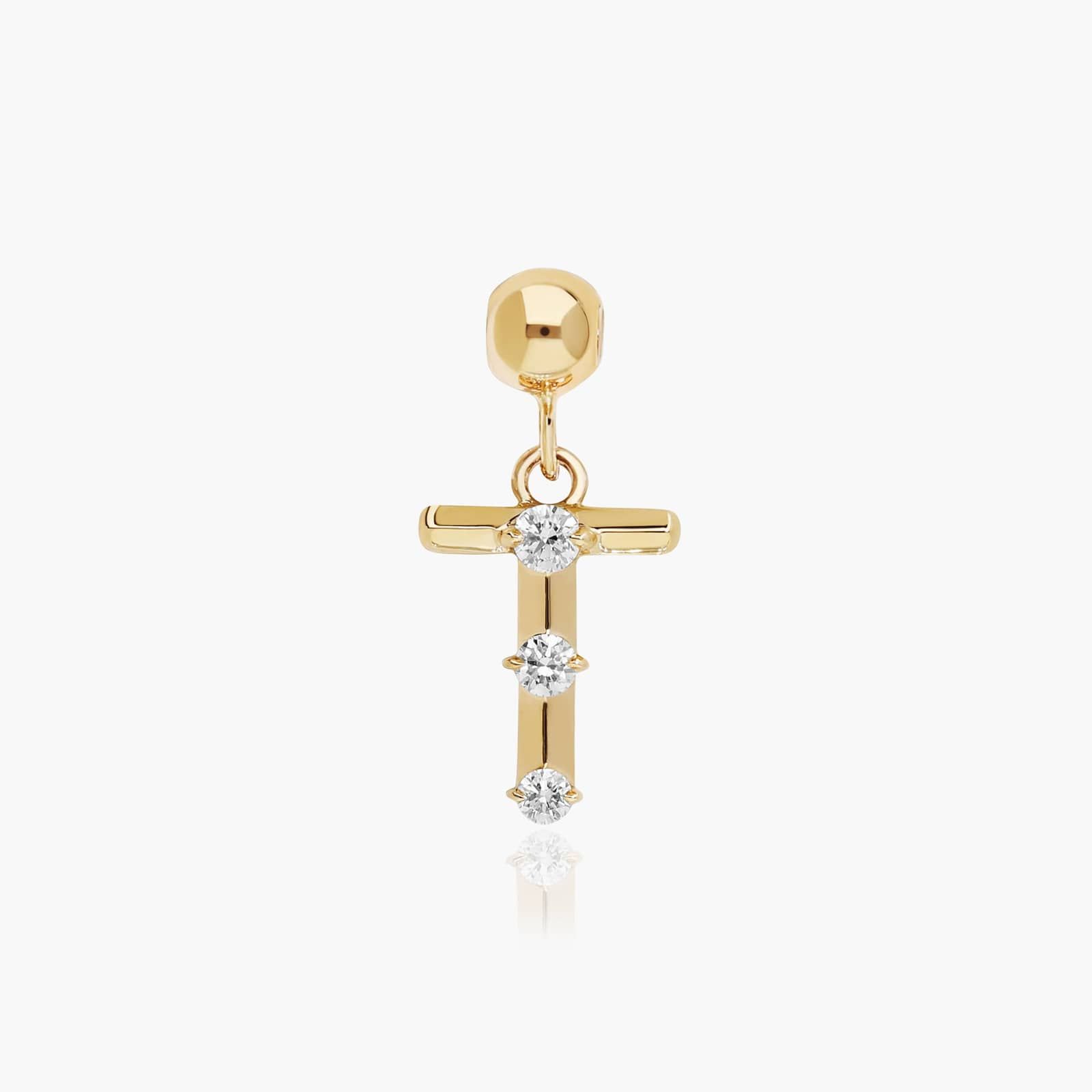 T Initial Lab-Grown Diamond Charm In 14K Yellow Gold By James Allen