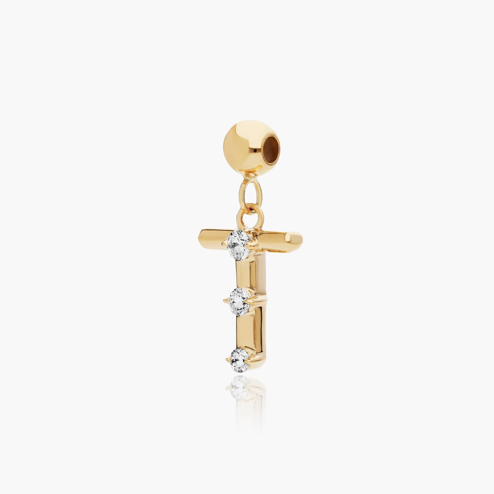 T Initial Lab-Grown Diamond Charm In 14K Yellow Gold By James Allen