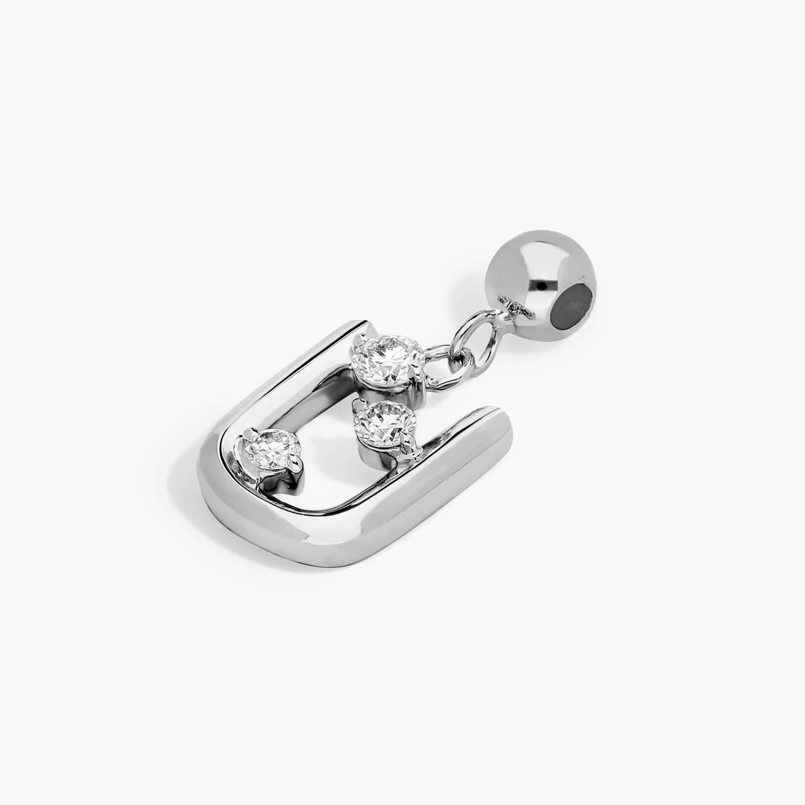 U Initial Lab-Grown Diamond Charm In 14K White Gold By James Allen