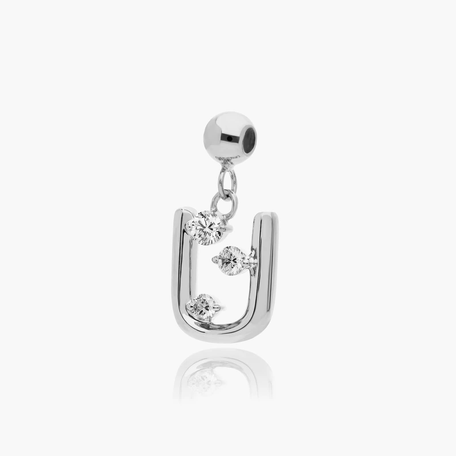 U Initial Lab-Grown Diamond Charm In 14K White Gold By James Allen