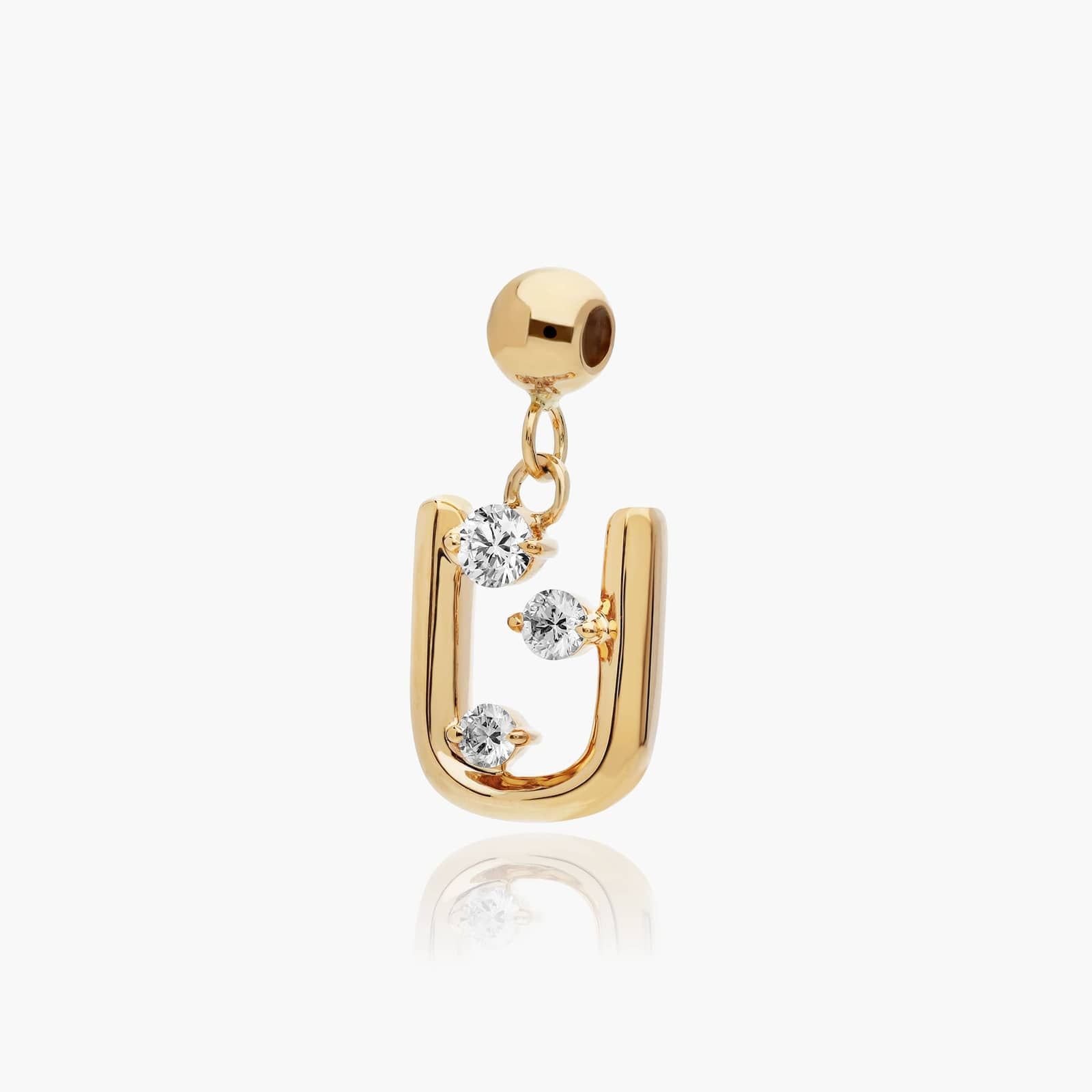 U Initial Lab-Grown Diamond Charm In 14K Yellow Gold By James Allen