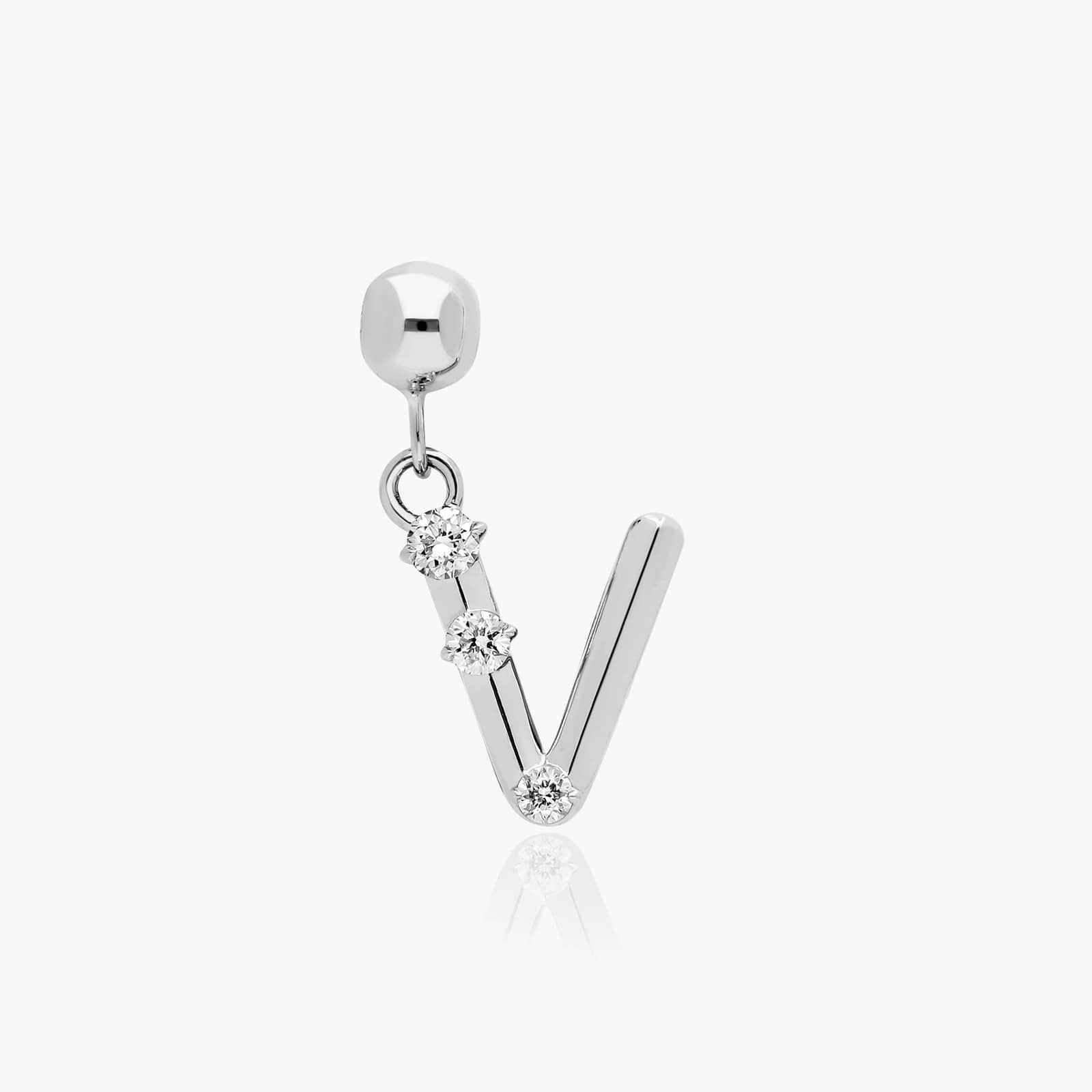 V Initial Lab-Grown Diamond Charm In 14K White Gold By James Allen
