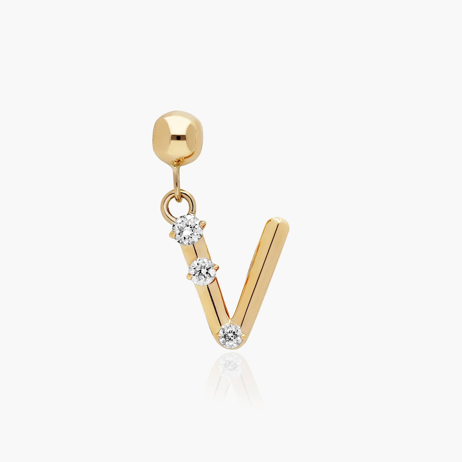 V Initial Lab-Grown Diamond Charm In 14K Yellow Gold By James Allen
