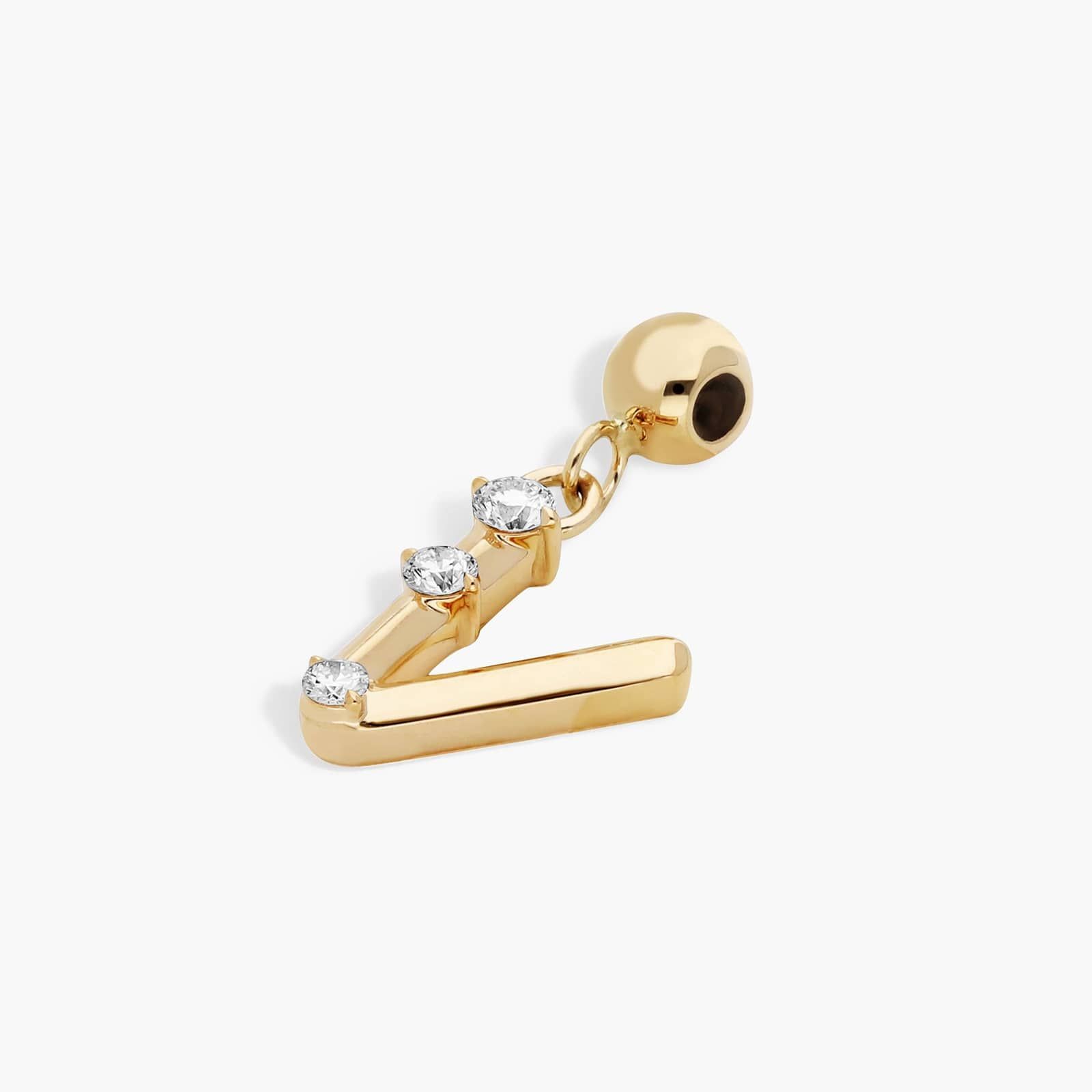 V Initial Lab-Grown Diamond Charm In 14K Yellow Gold By James Allen
