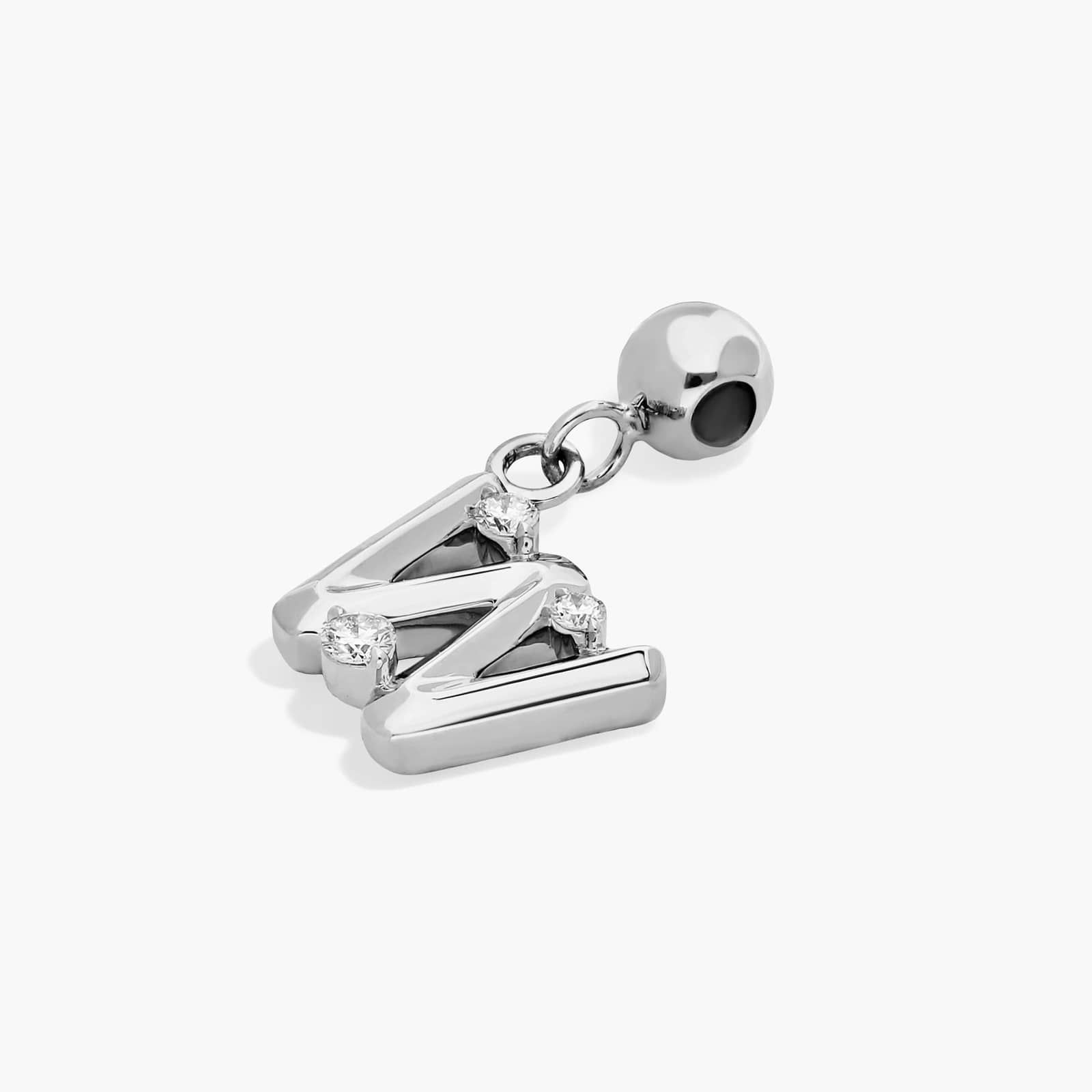 W Initial Lab-Grown Diamond Charm In 14K White Gold By James Allen