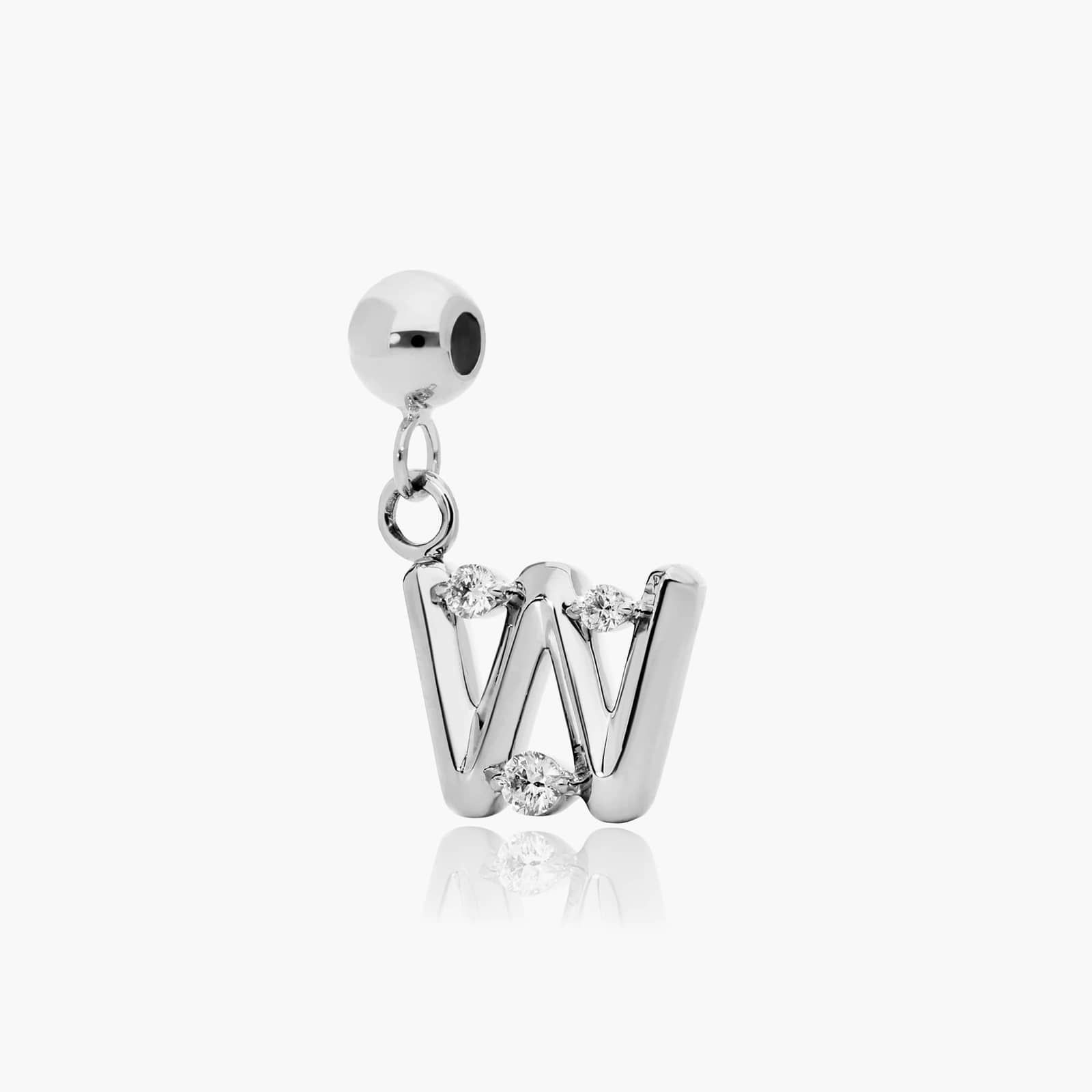 W Initial Lab-Grown Diamond Charm In 14K White Gold By James Allen