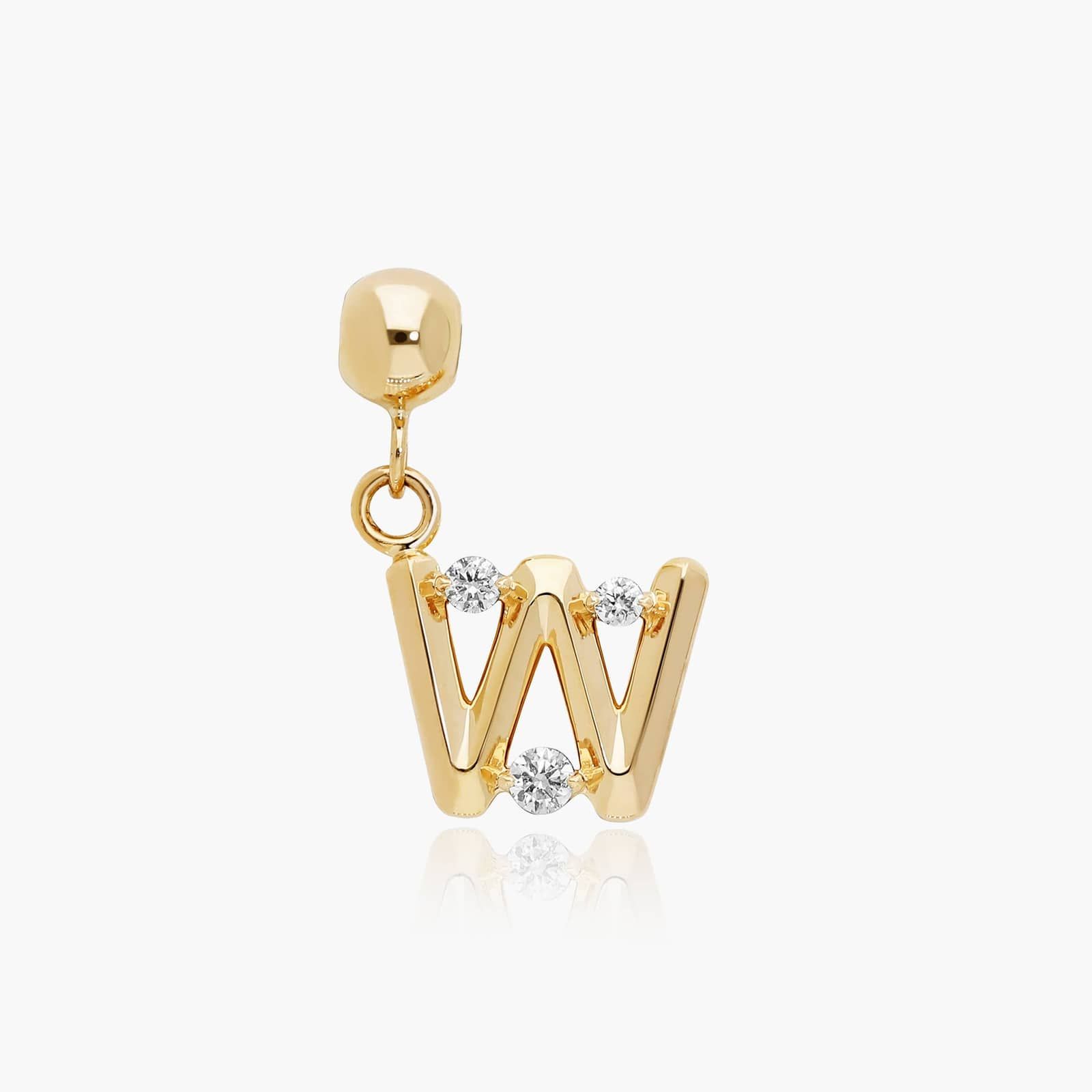 W Initial Lab-Grown Diamond Charm In 14K Yellow Gold By James Allen