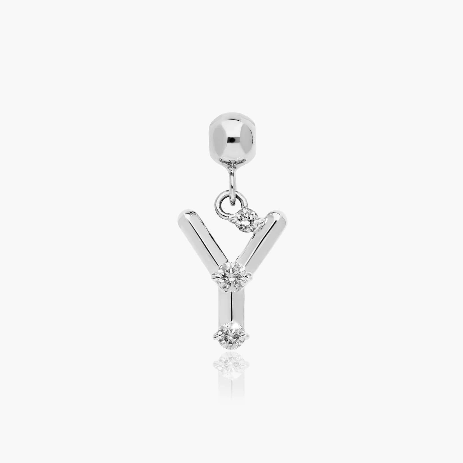 Y Initial Lab-Grown Diamond Charm In 14K White Gold By James Allen