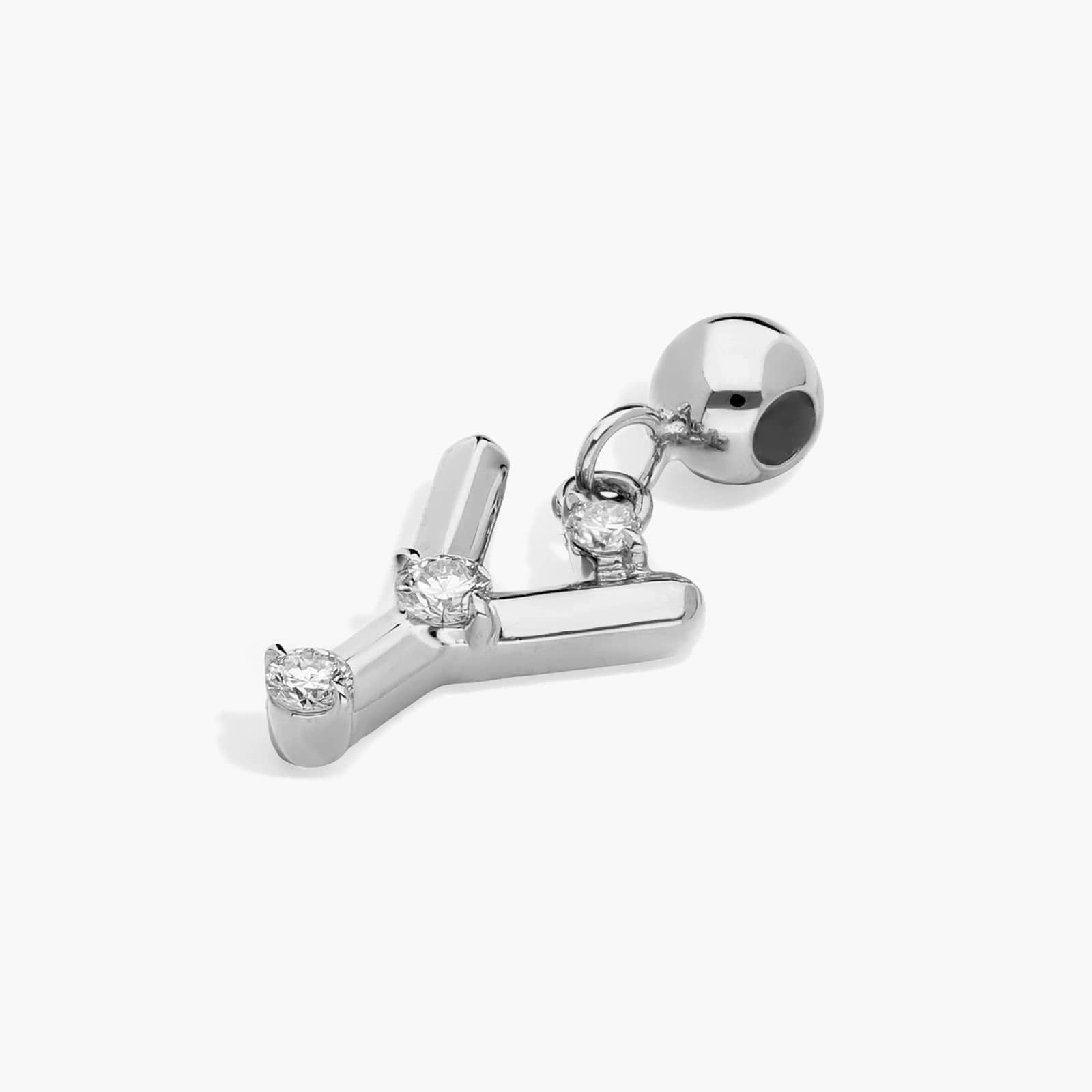 Y Initial Lab-Grown Diamond Charm In 14K White Gold By James Allen