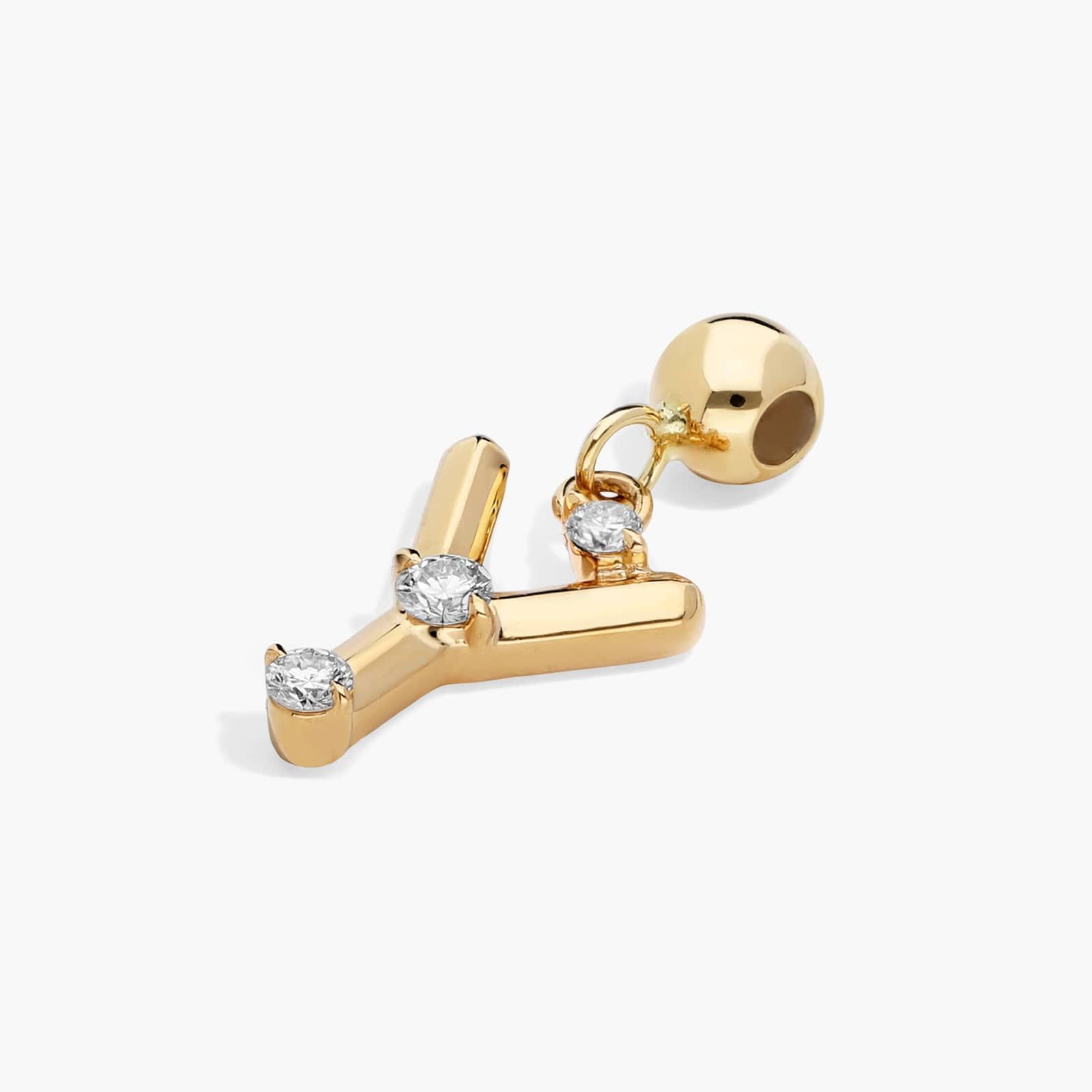 Y Initial Lab-Grown Diamond Charm In 14K Yellow Gold By James Allen